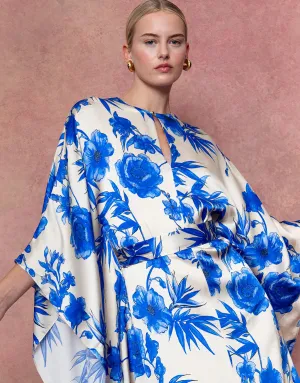 Esmeralda Crepe Satin Maxi Dress - Antigua Blue