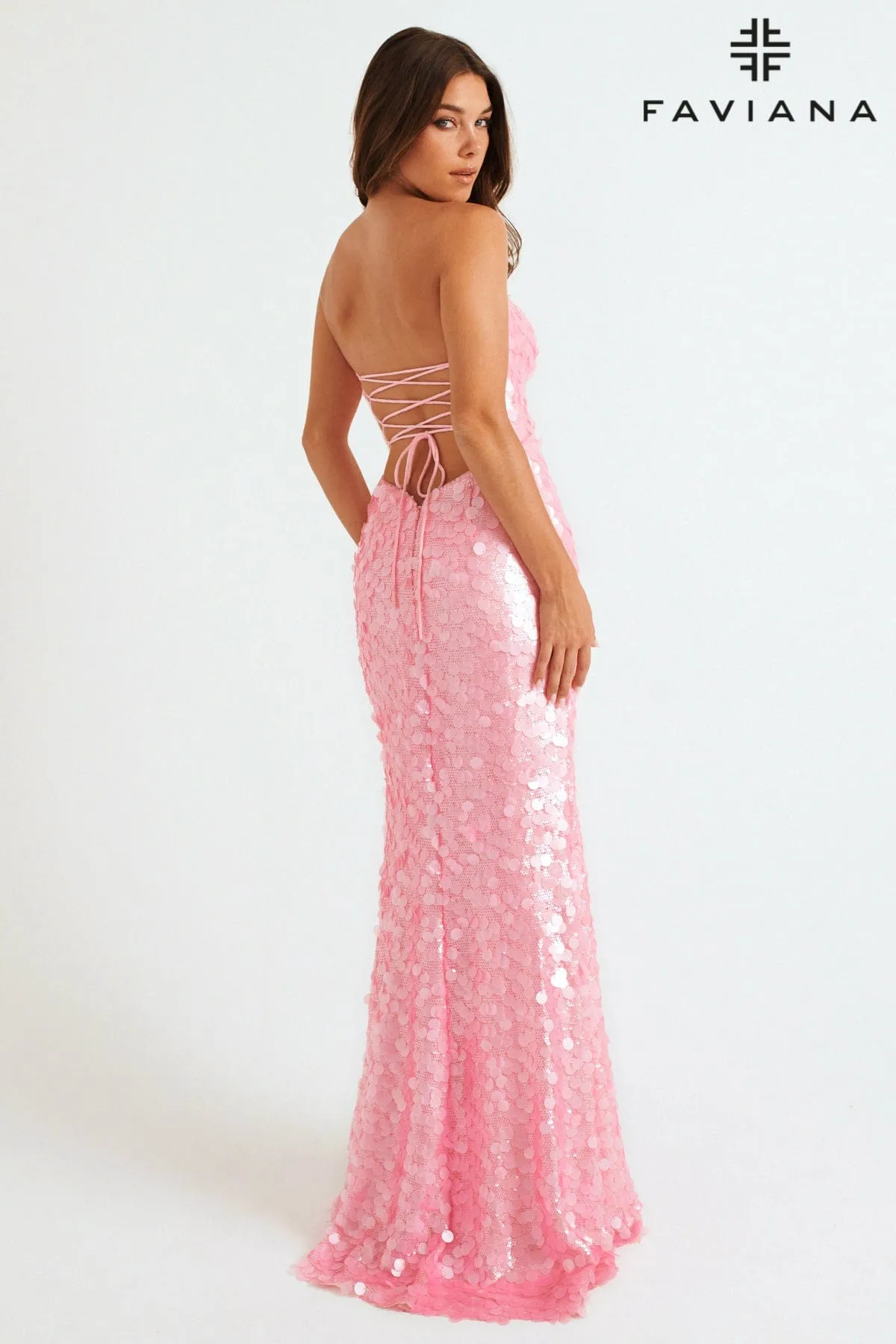 Faviana 11258 Sequin Formal Long Fitted Prom Dress