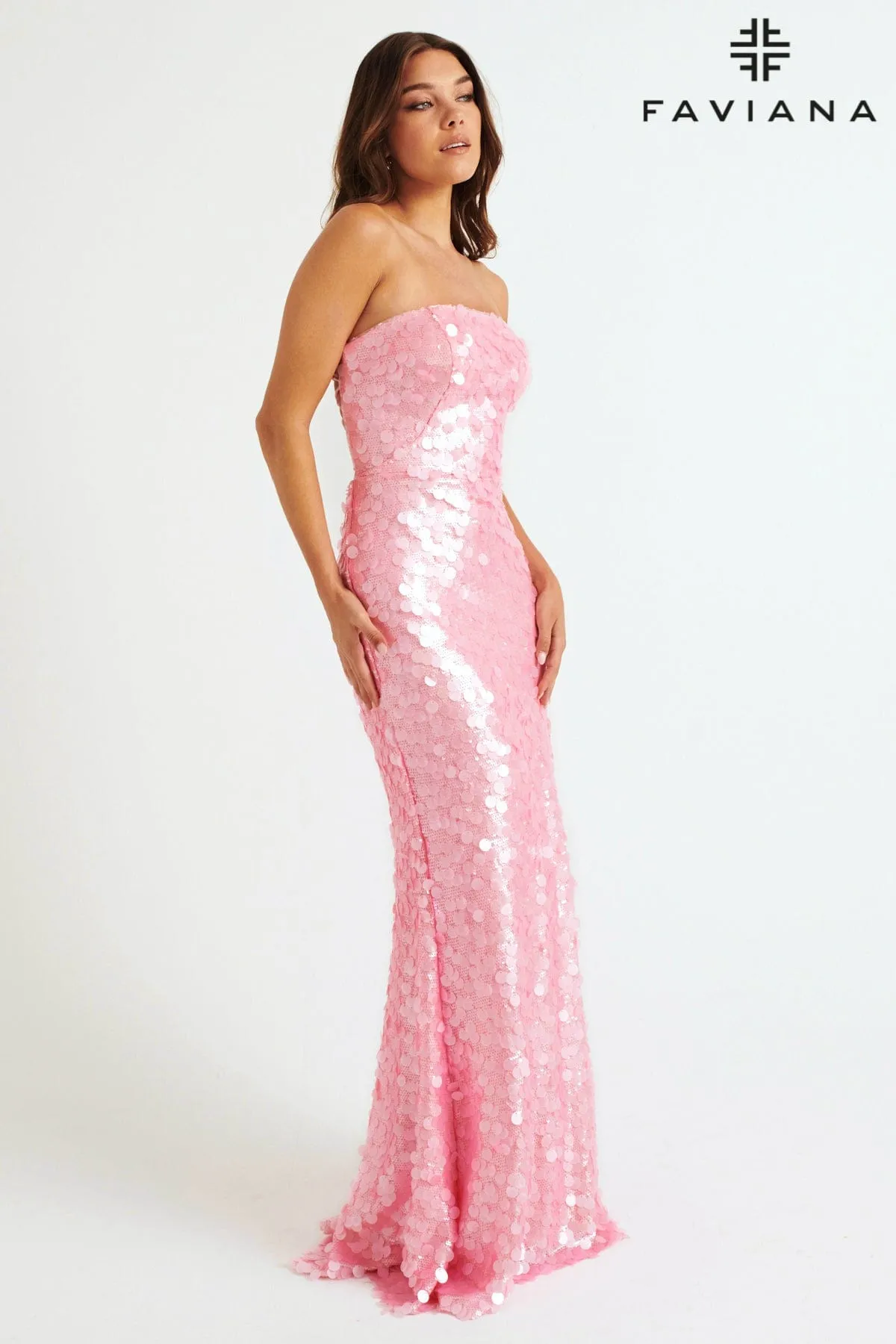 Faviana 11258 Sequin Formal Long Fitted Prom Dress