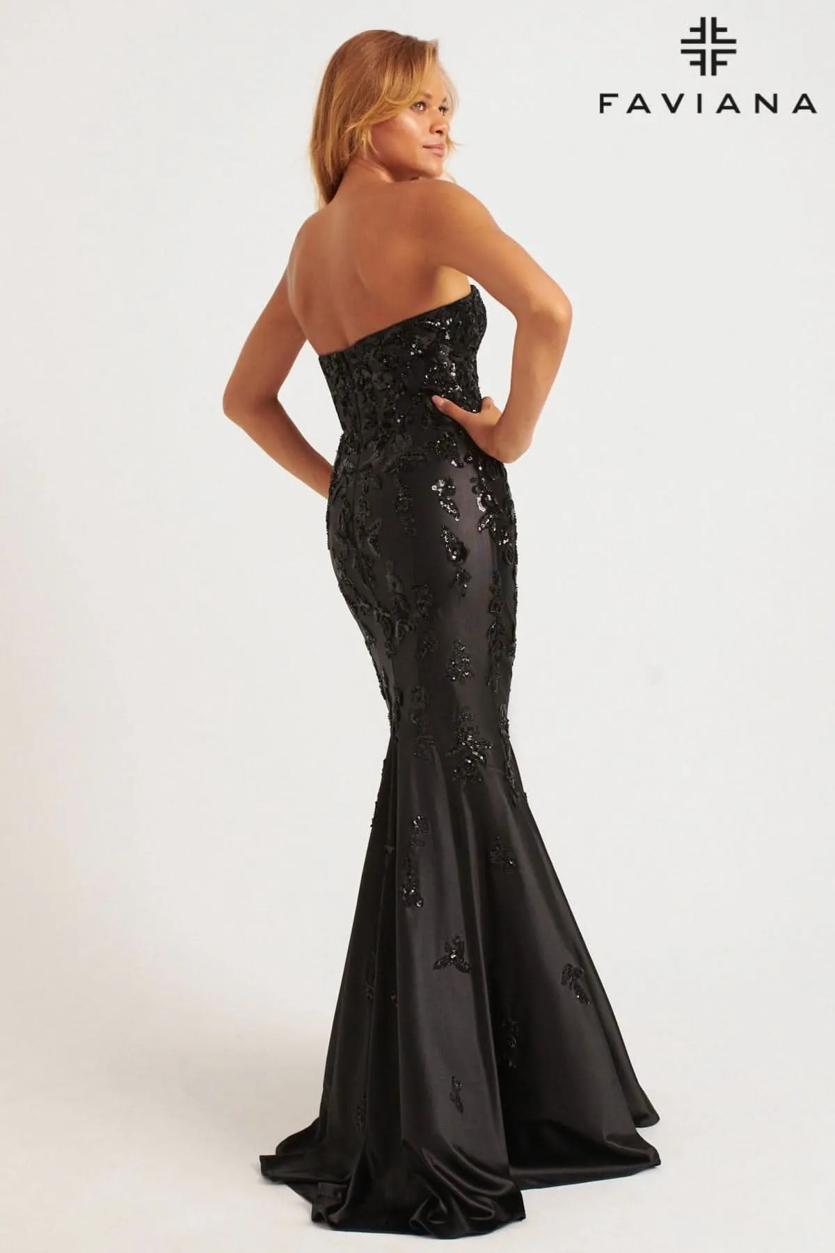 Faviana 11271 Prom Long Mermaid Sequin Applique Formal Dress