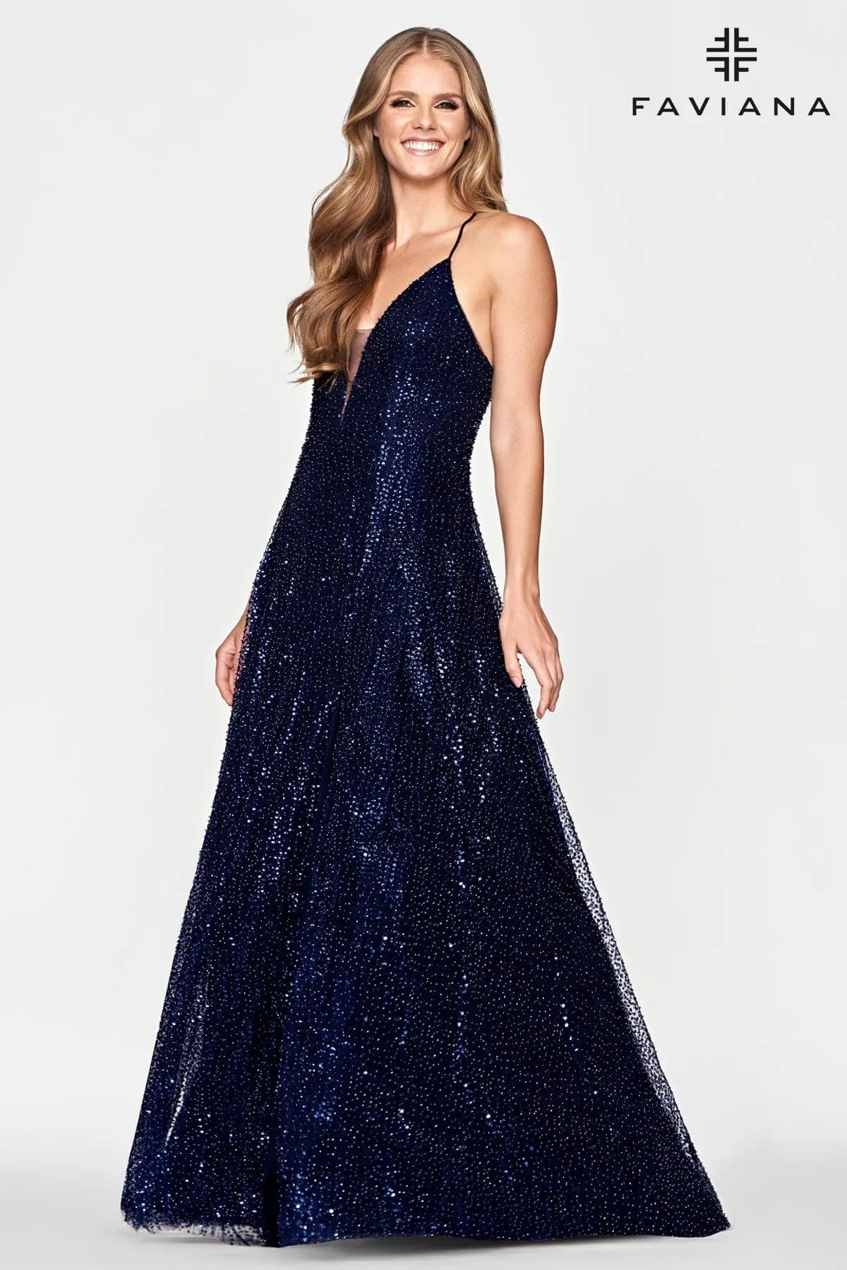 Faviana S10669 A Line Long Formal Slit Prom Dress