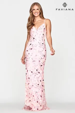 Faviana S10687 Prom Long Formal Fitted Sequin Dress