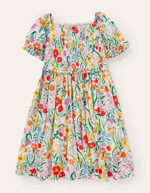 Floral Smocked Dress-Multi Spring Meadow