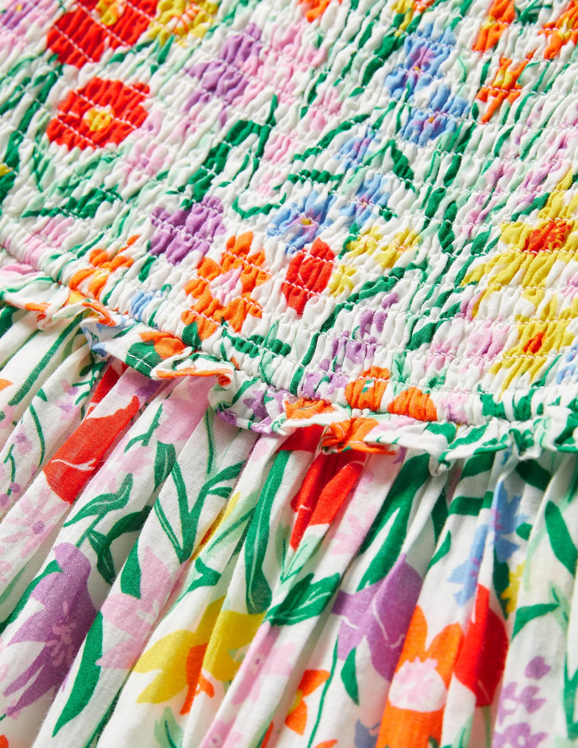 Floral Smocked Dress-Multi Spring Meadow