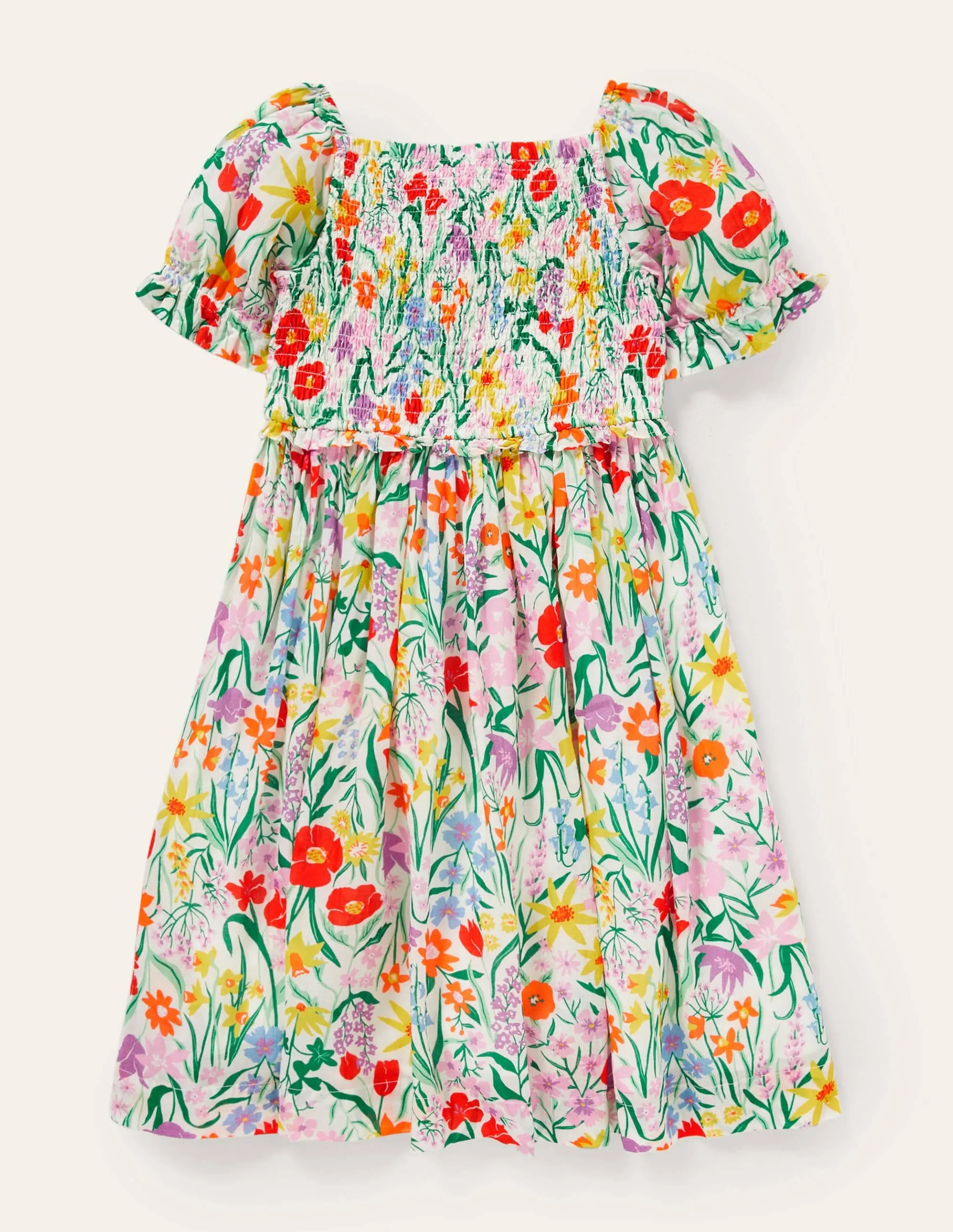 Floral Smocked Dress-Multi Spring Meadow