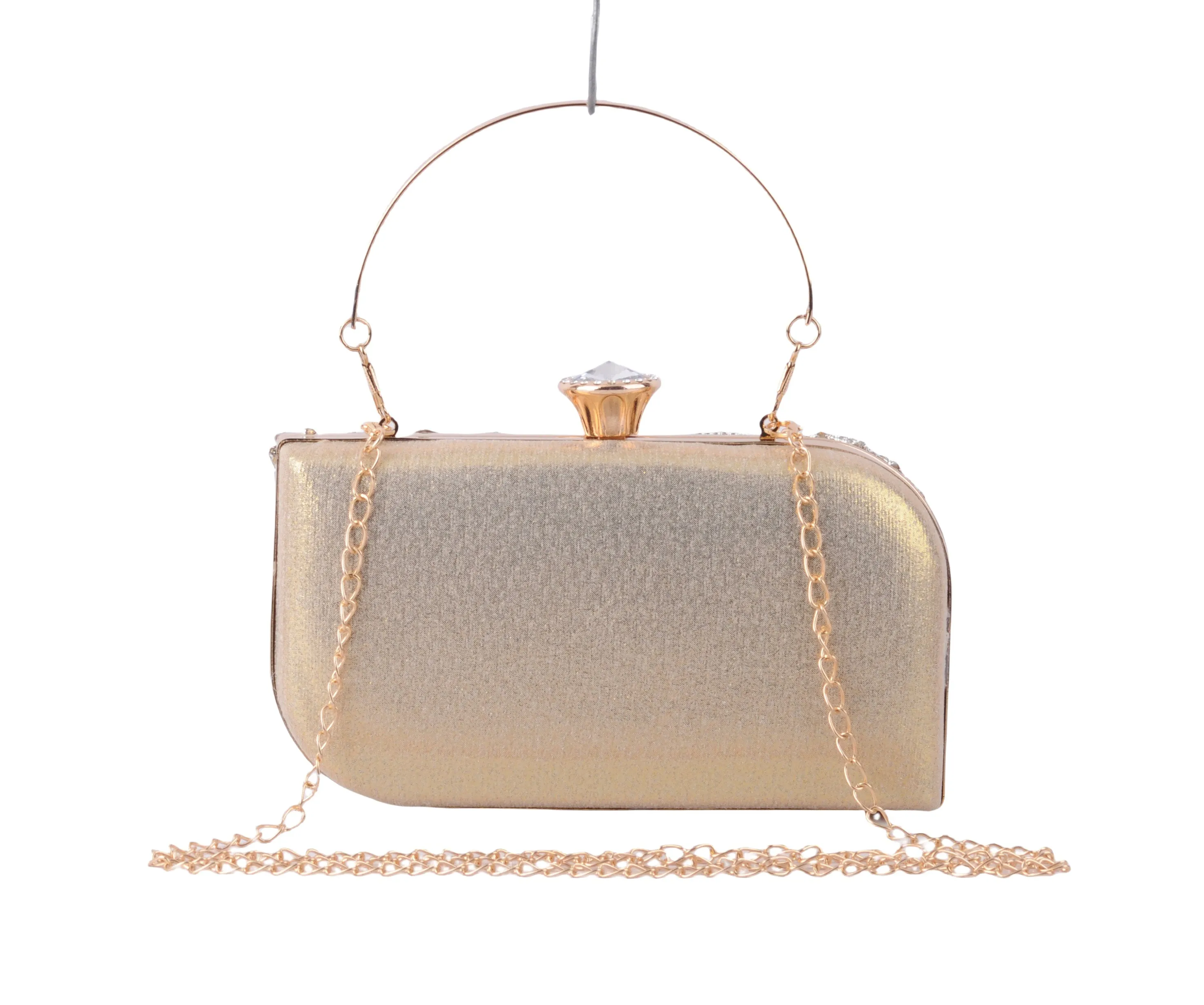 Gold Rhinestone Clutch with Criss Cross Pattern