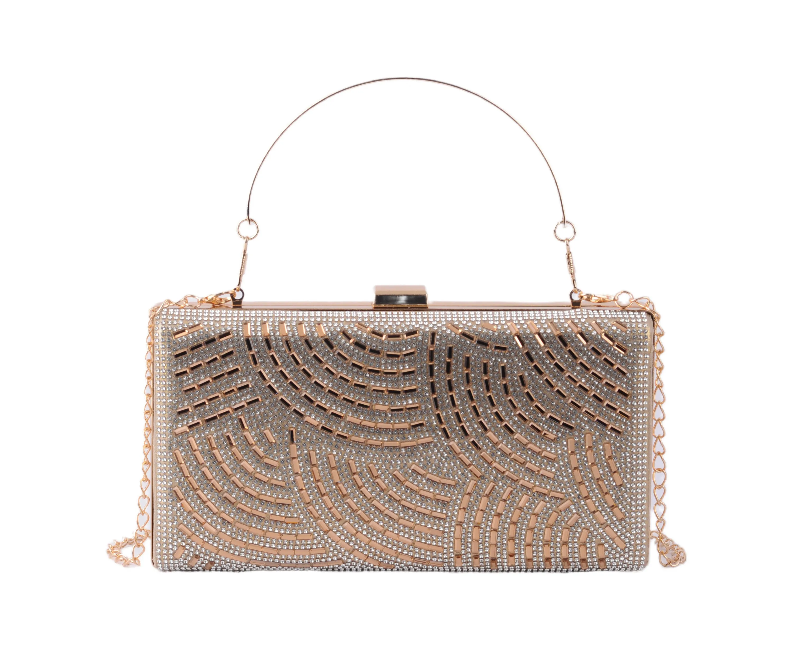 Gold Rhinestone Clutch with Spiral Pattern