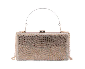Gold Rhinestone Clutch with Spiral Pattern