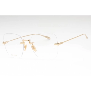 Gucci Women's Eyeglasses - Gold Metal Square Rimless Frame Clear Lens | GG1150O 002