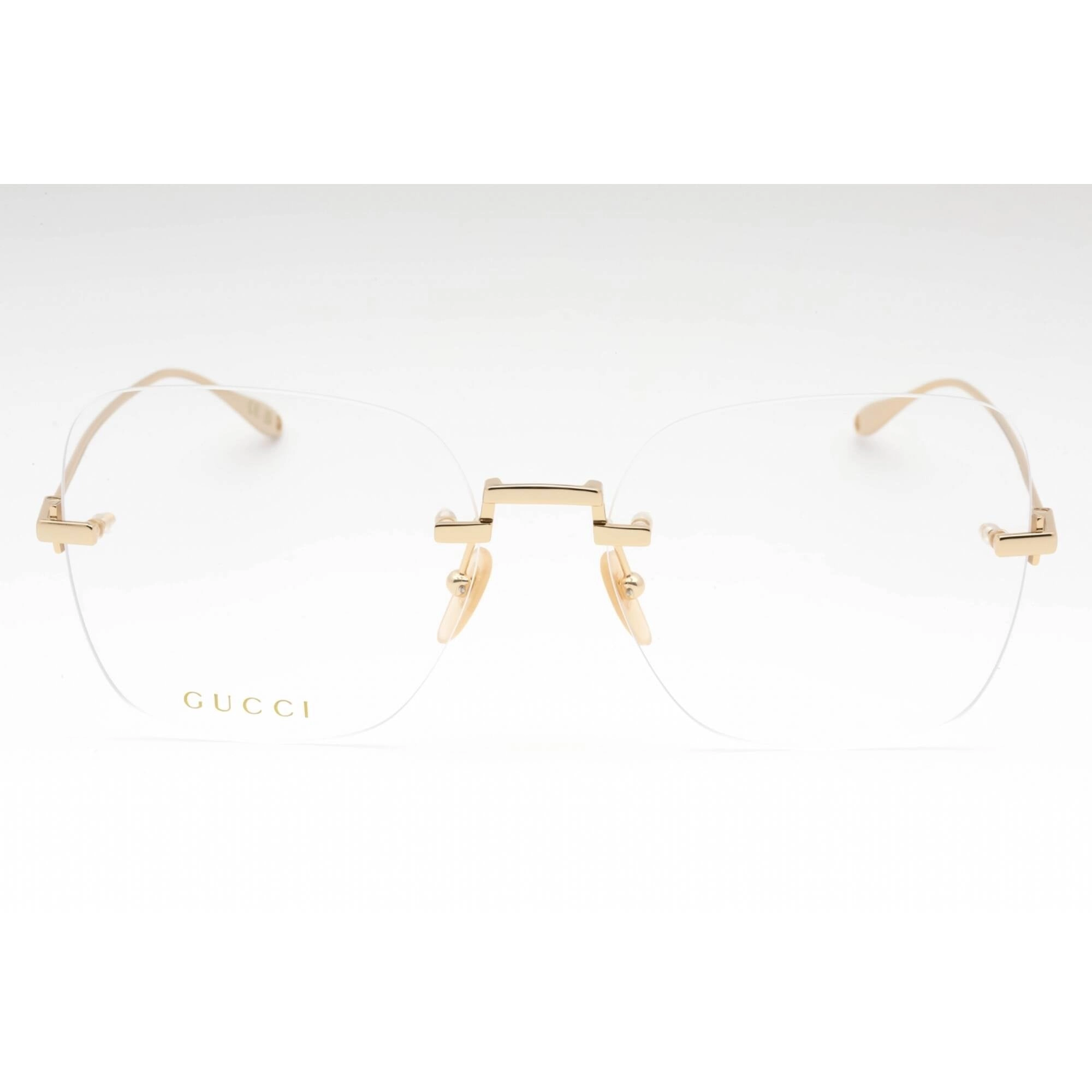 Gucci Women's Eyeglasses - Gold Metal Square Rimless Frame Clear Lens | GG1150O 002