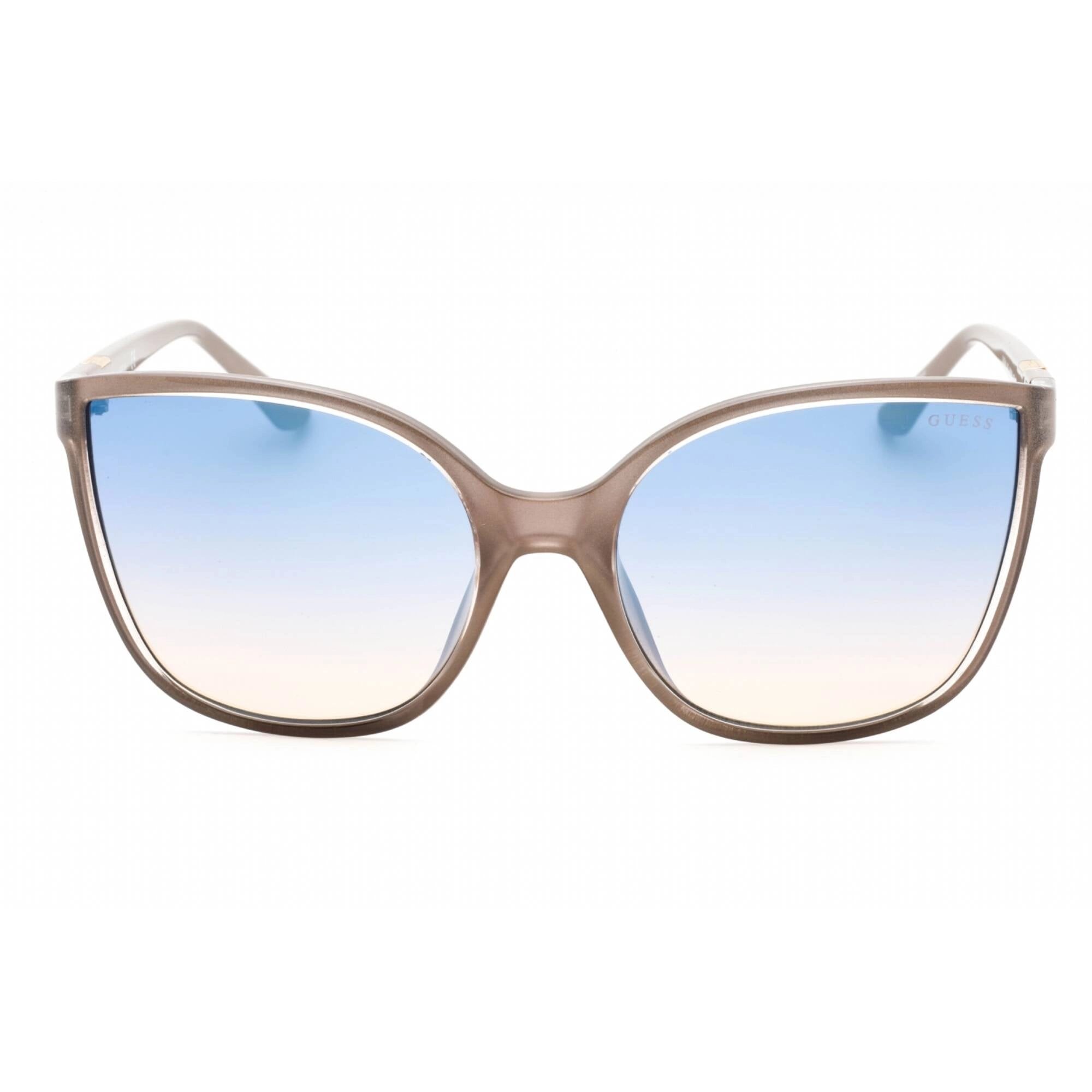 Guess Women's Sunglasses - Shiny Beige Plastic Cat Eye Frame Blue Lens | GU7748 57X