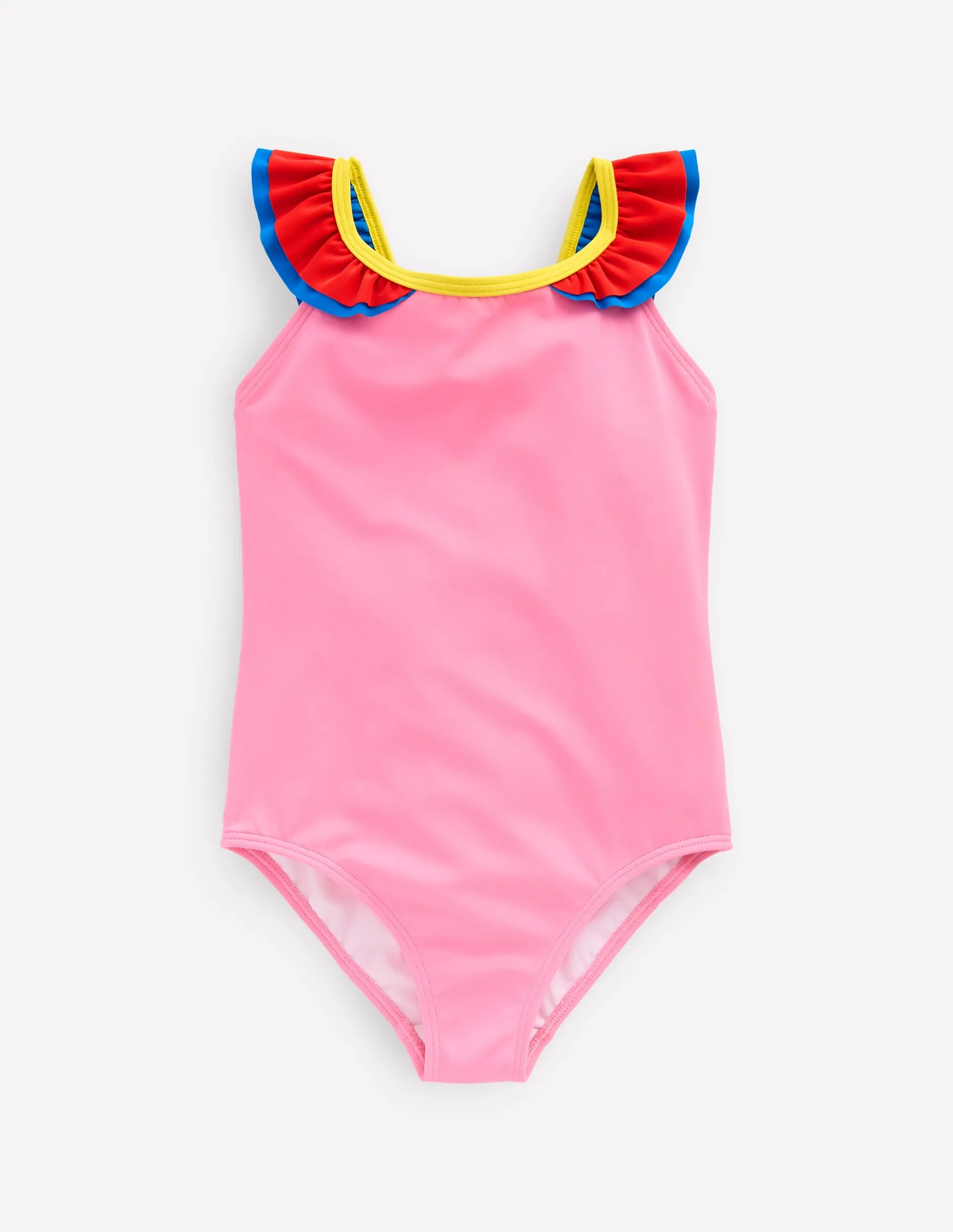 Hallie Frill Strap Swimsuit-Strawberry Pink Parrot