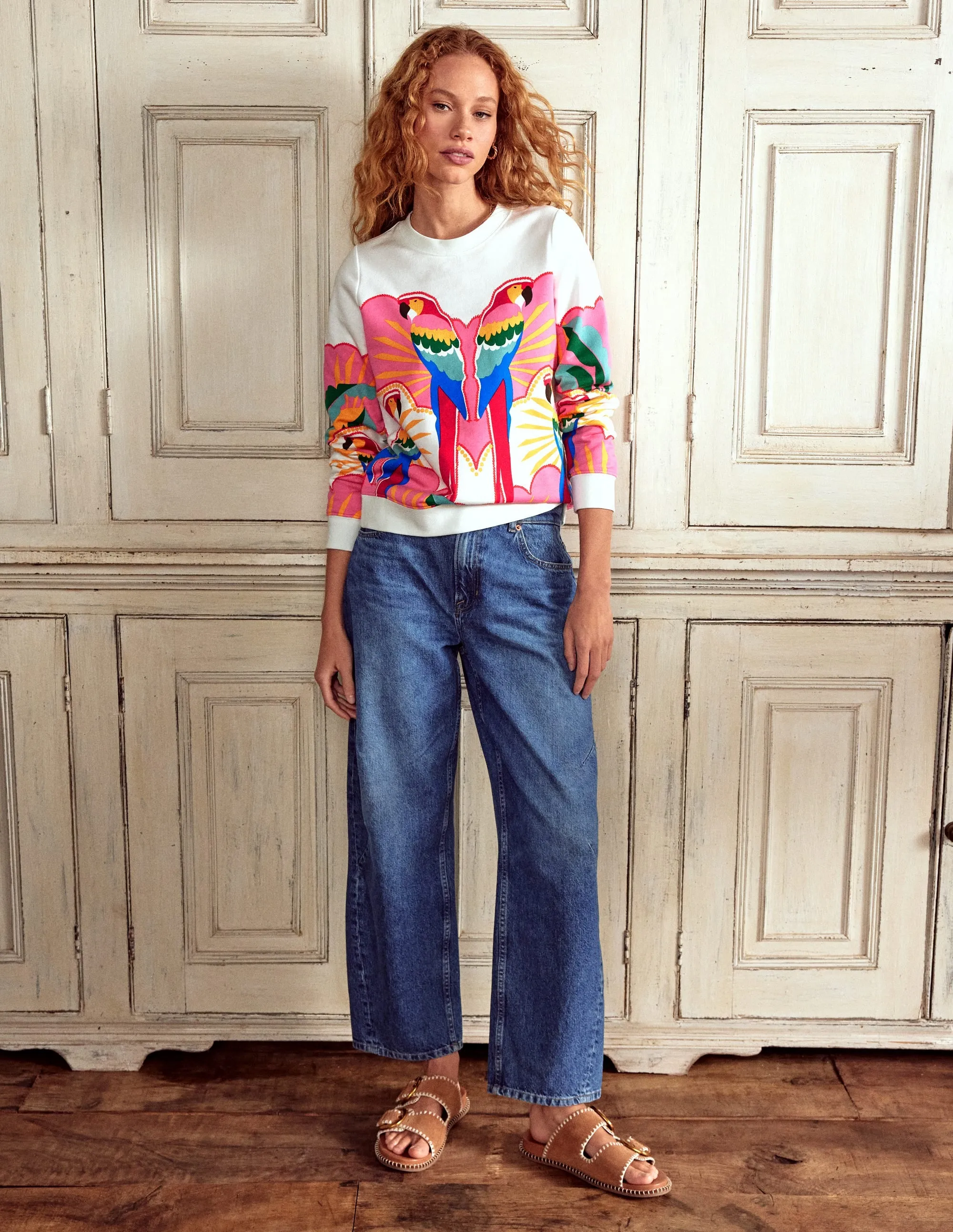 Hannah Printed Sweatshirt-Multi. Paradise Parrot