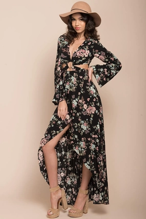 Havana High Slit Maxi Dress Black