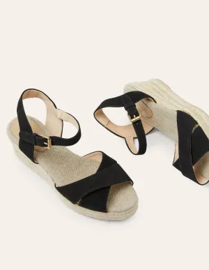 Jasmine Espadrille Wedges-Black