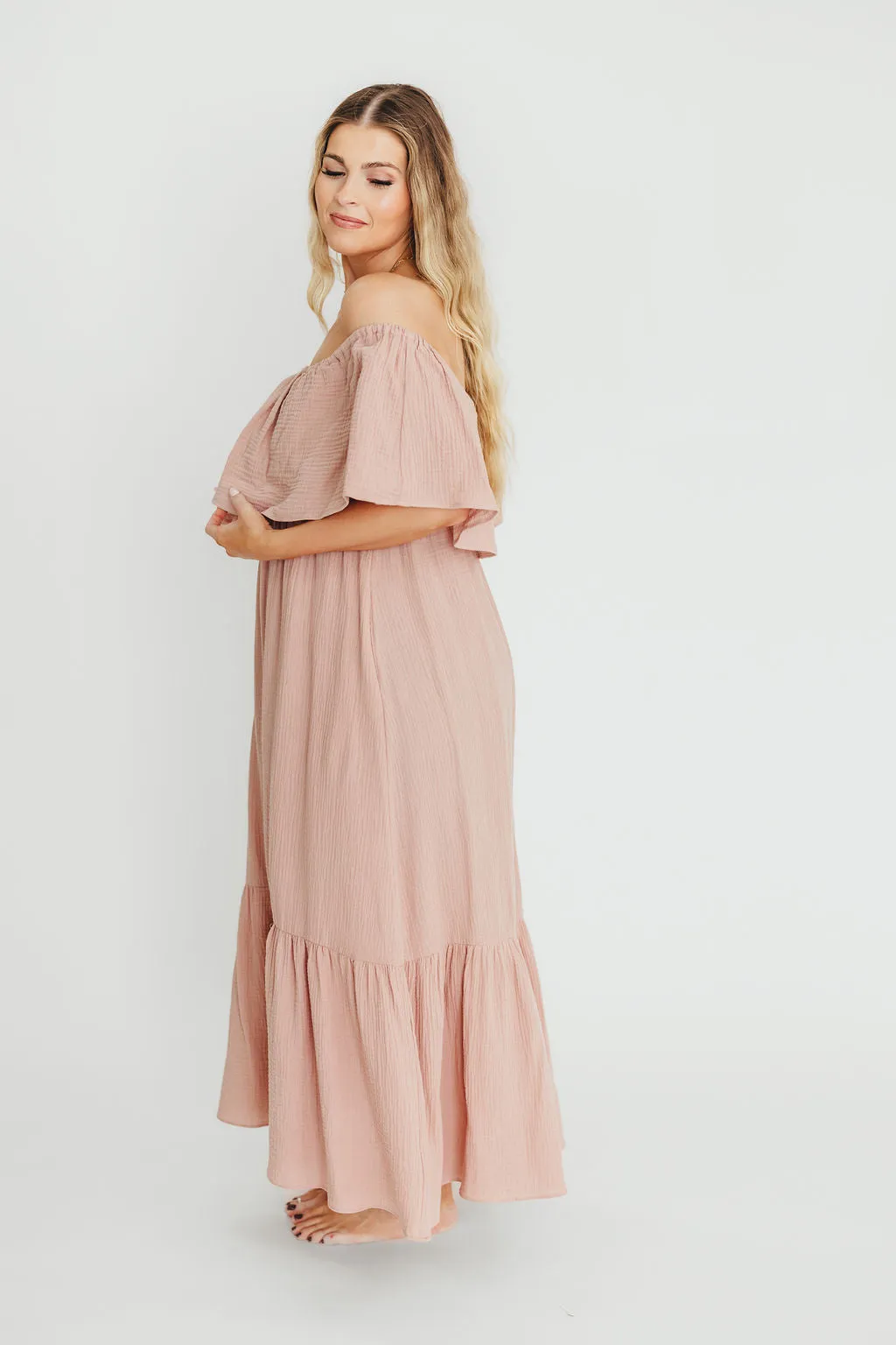 Josie 100% Cotton Maxi Dress in Rose - Bump & Nursing Friendly