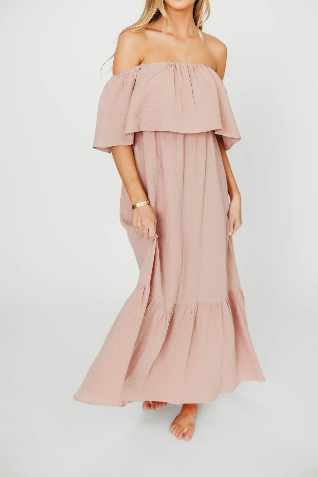 Josie 100% Cotton Maxi Dress in Rose - Bump & Nursing Friendly