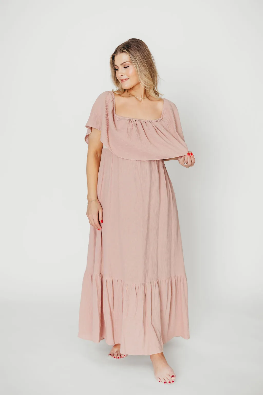 Josie 100% Cotton Maxi Dress in Rose - Bump & Nursing Friendly
