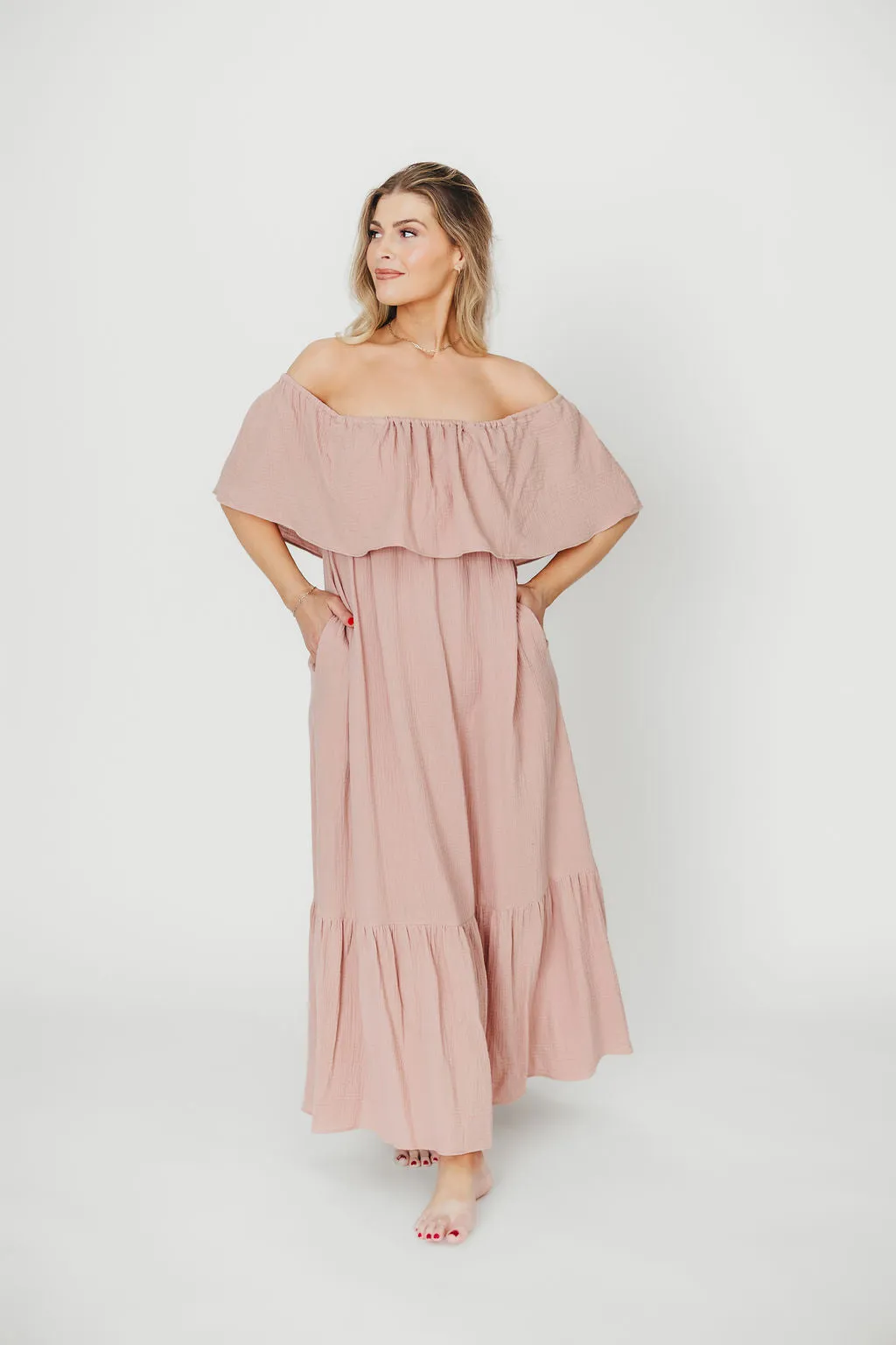 Josie 100% Cotton Maxi Dress in Rose - Bump & Nursing Friendly