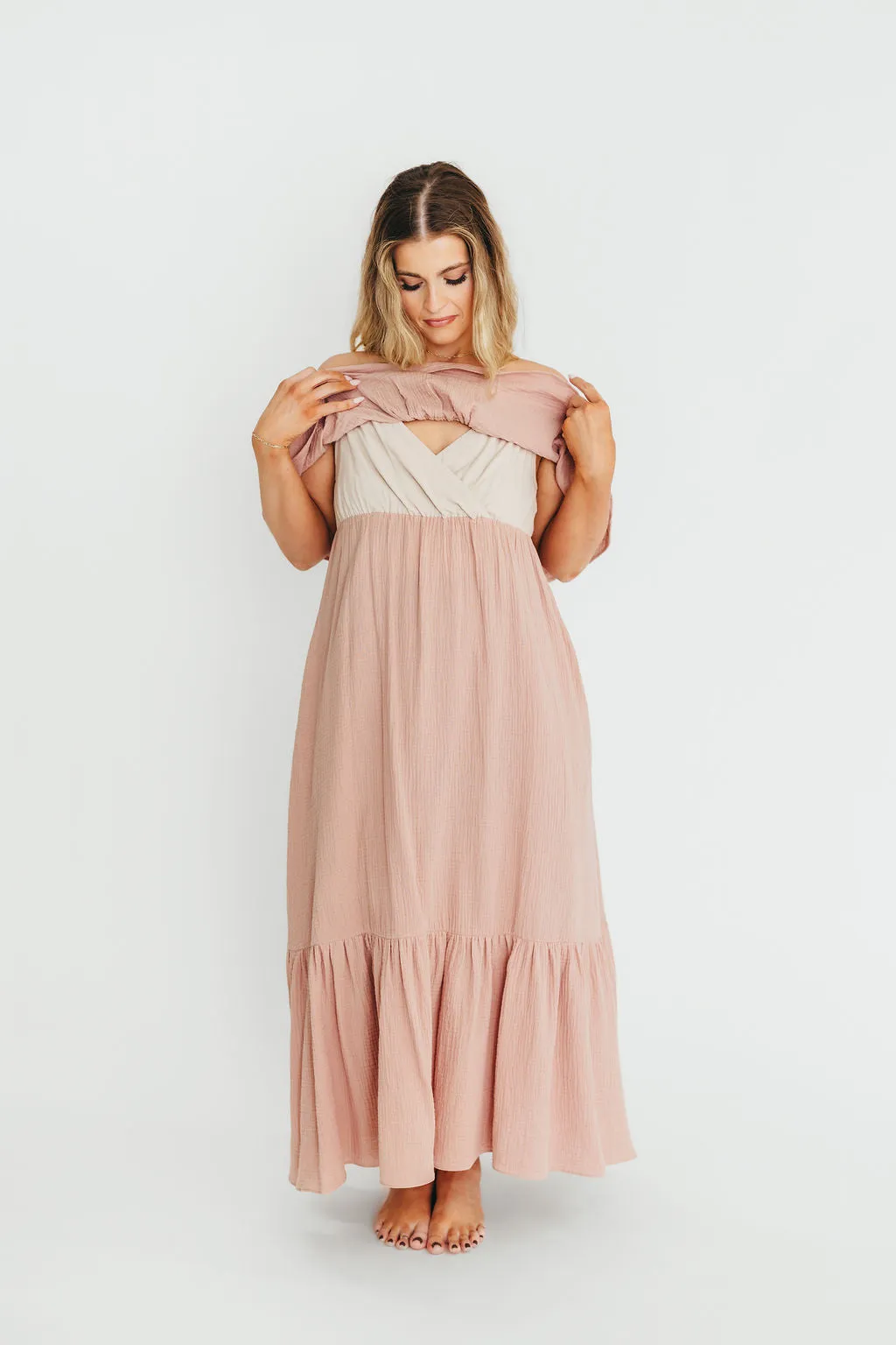 Josie 100% Cotton Maxi Dress in Rose - Bump & Nursing Friendly