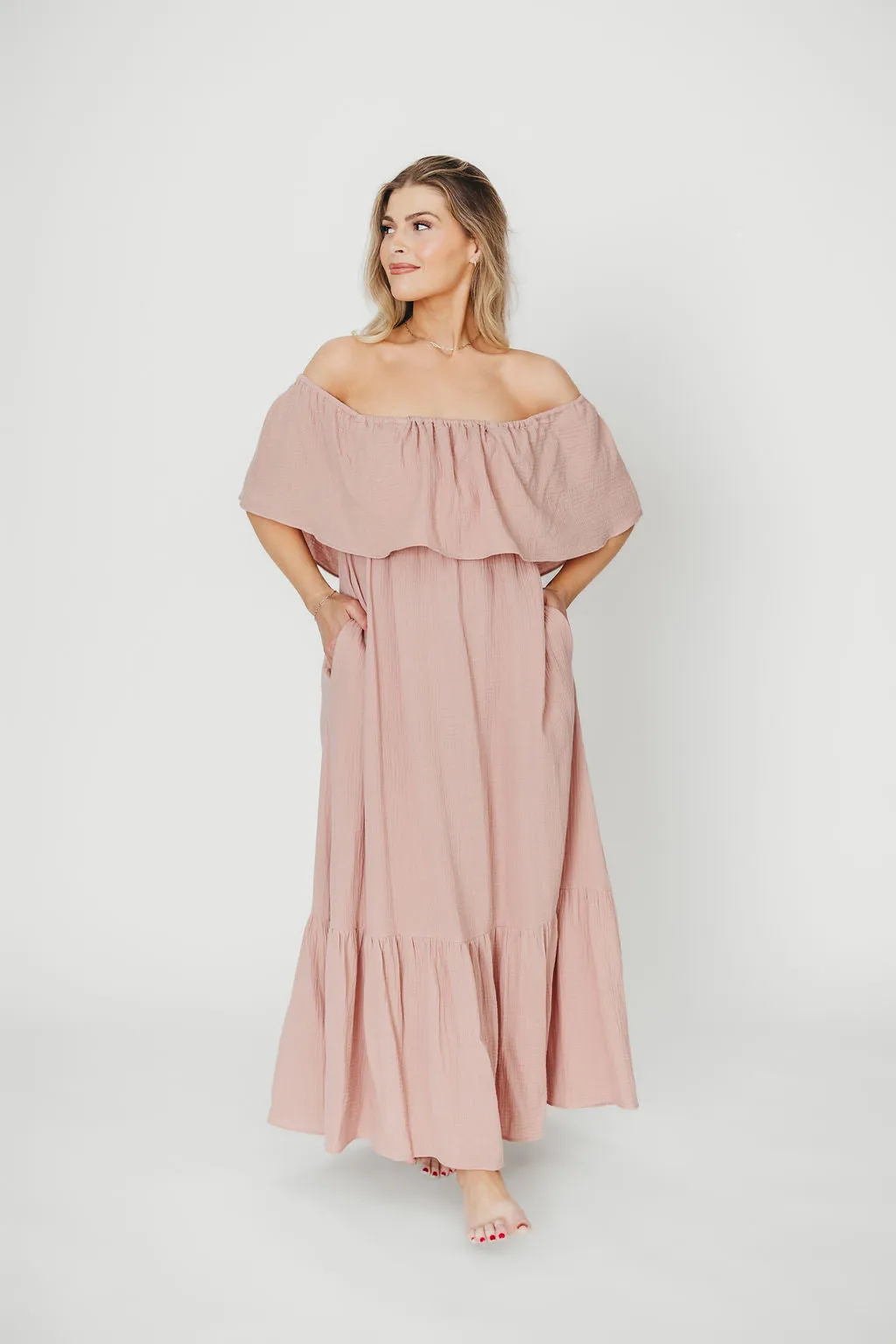 Josie 100% Cotton Maxi Dress in Rose - Bump & Nursing Friendly
