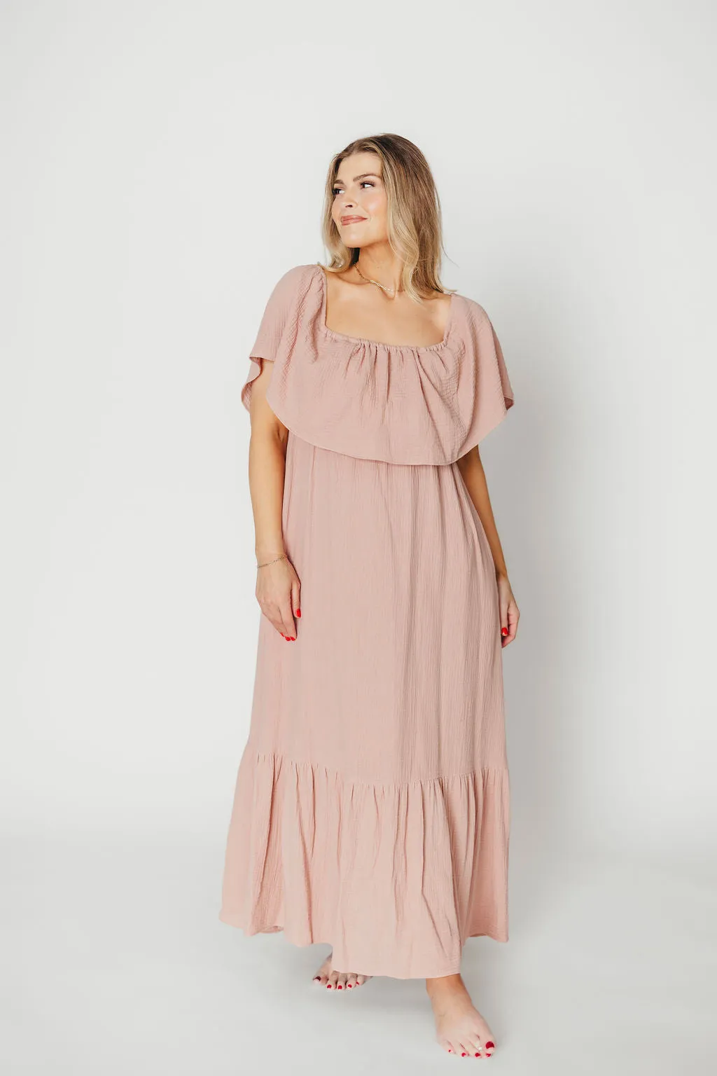 Josie 100% Cotton Maxi Dress in Rose - Bump & Nursing Friendly