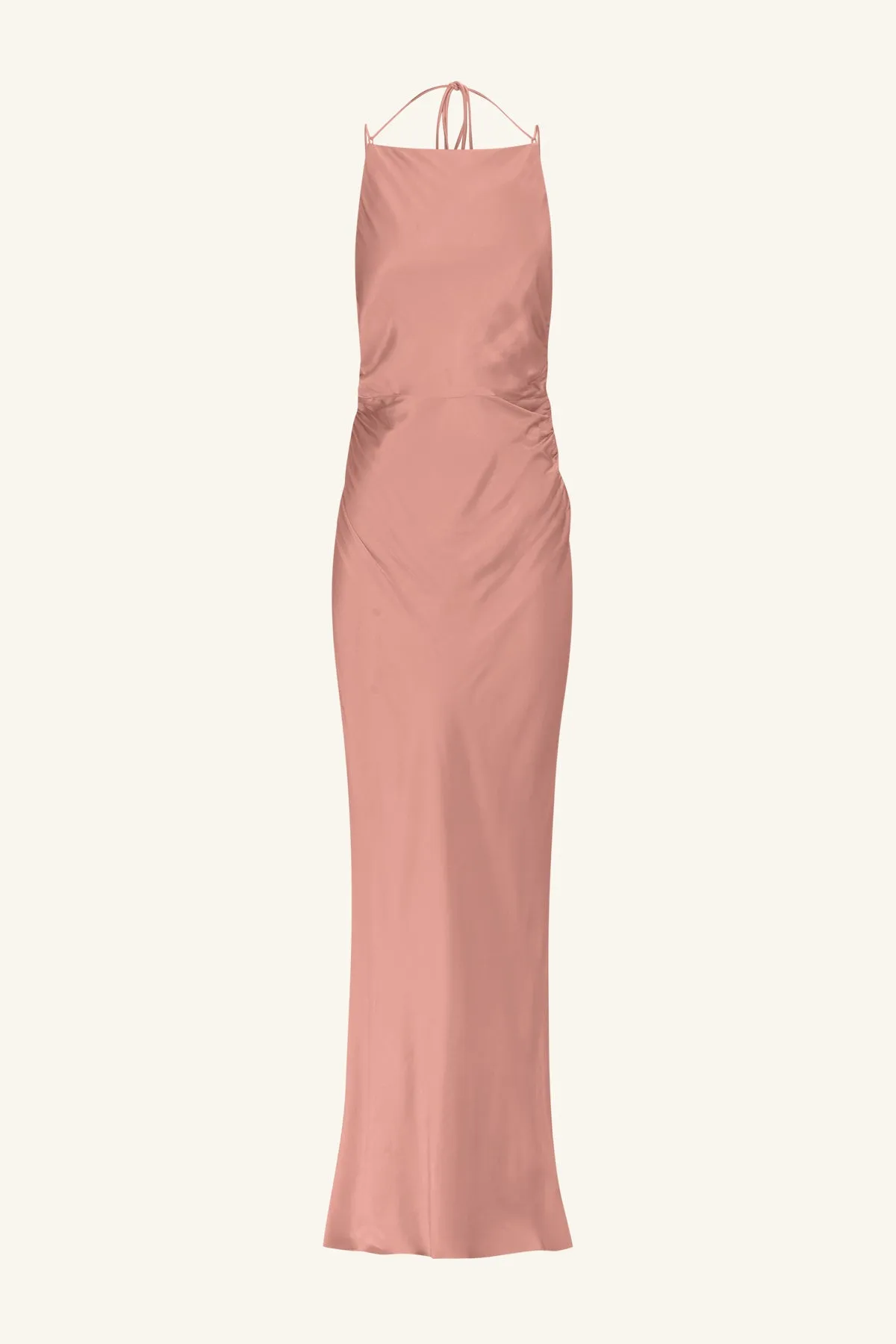 LA LUNE HIGH NECK RUCHED MAXI DRESS - ANTIQUE ROSE