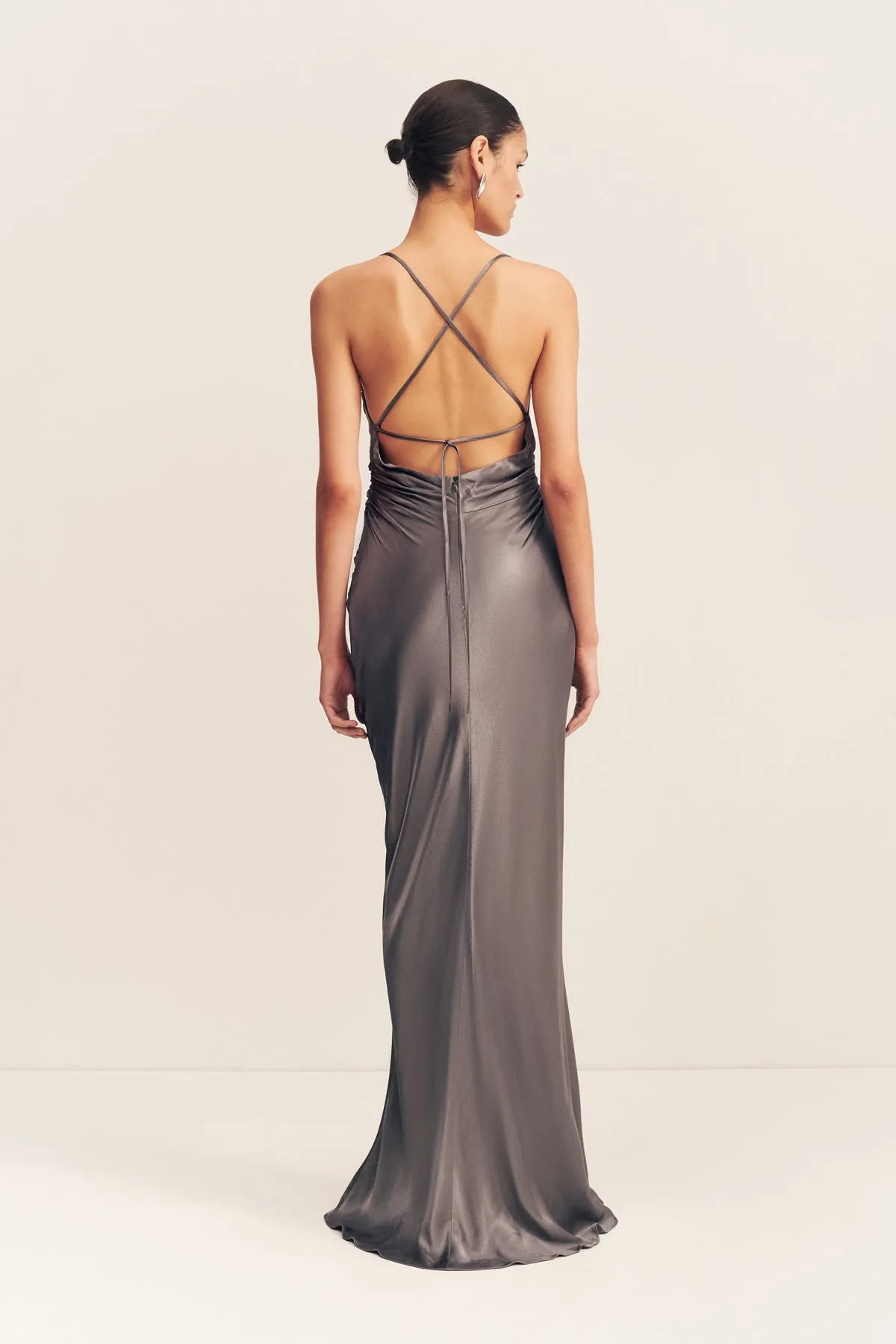 LA LUNE LACE BACK MAXI DRESS - GRAPHITE