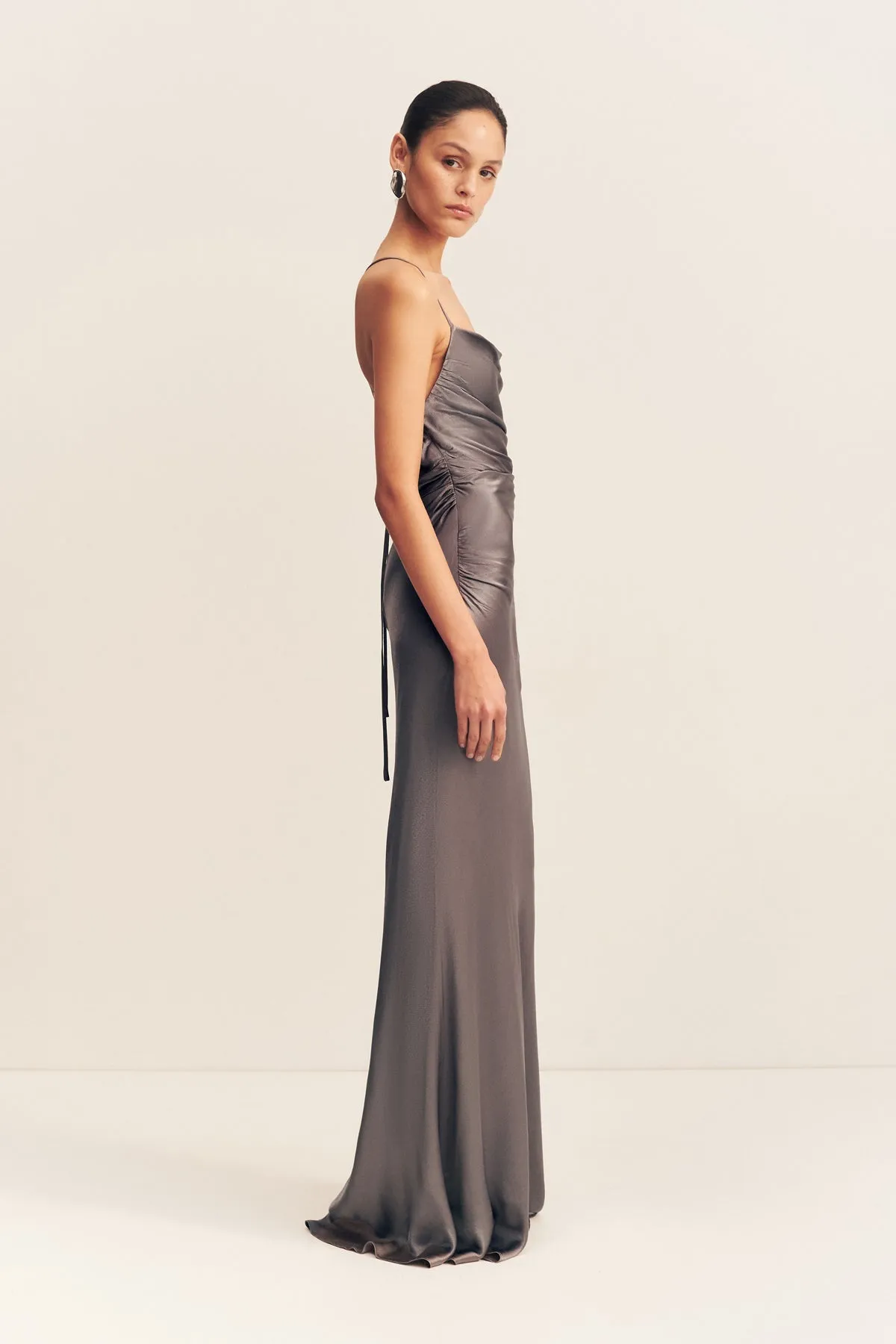 LA LUNE LACE BACK MAXI DRESS - GRAPHITE