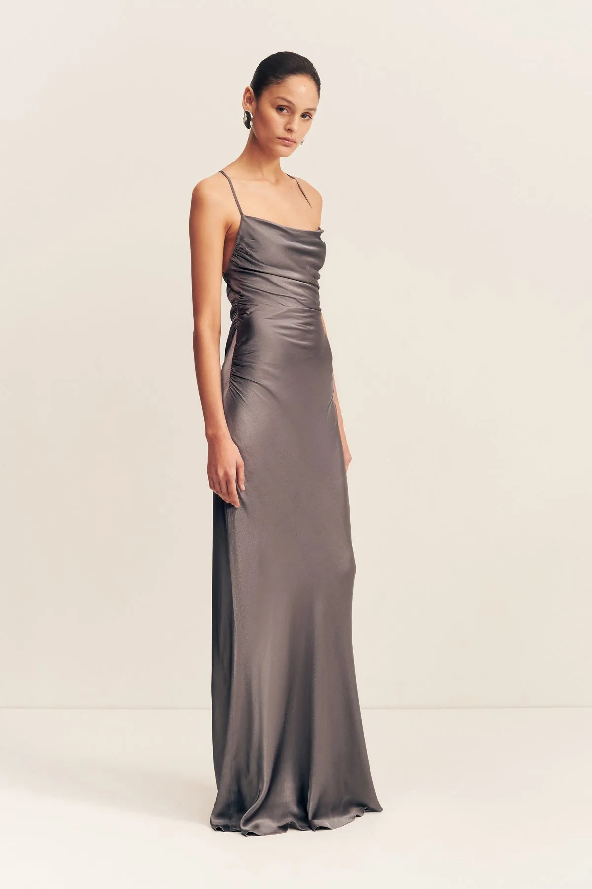 LA LUNE LACE BACK MAXI DRESS - GRAPHITE