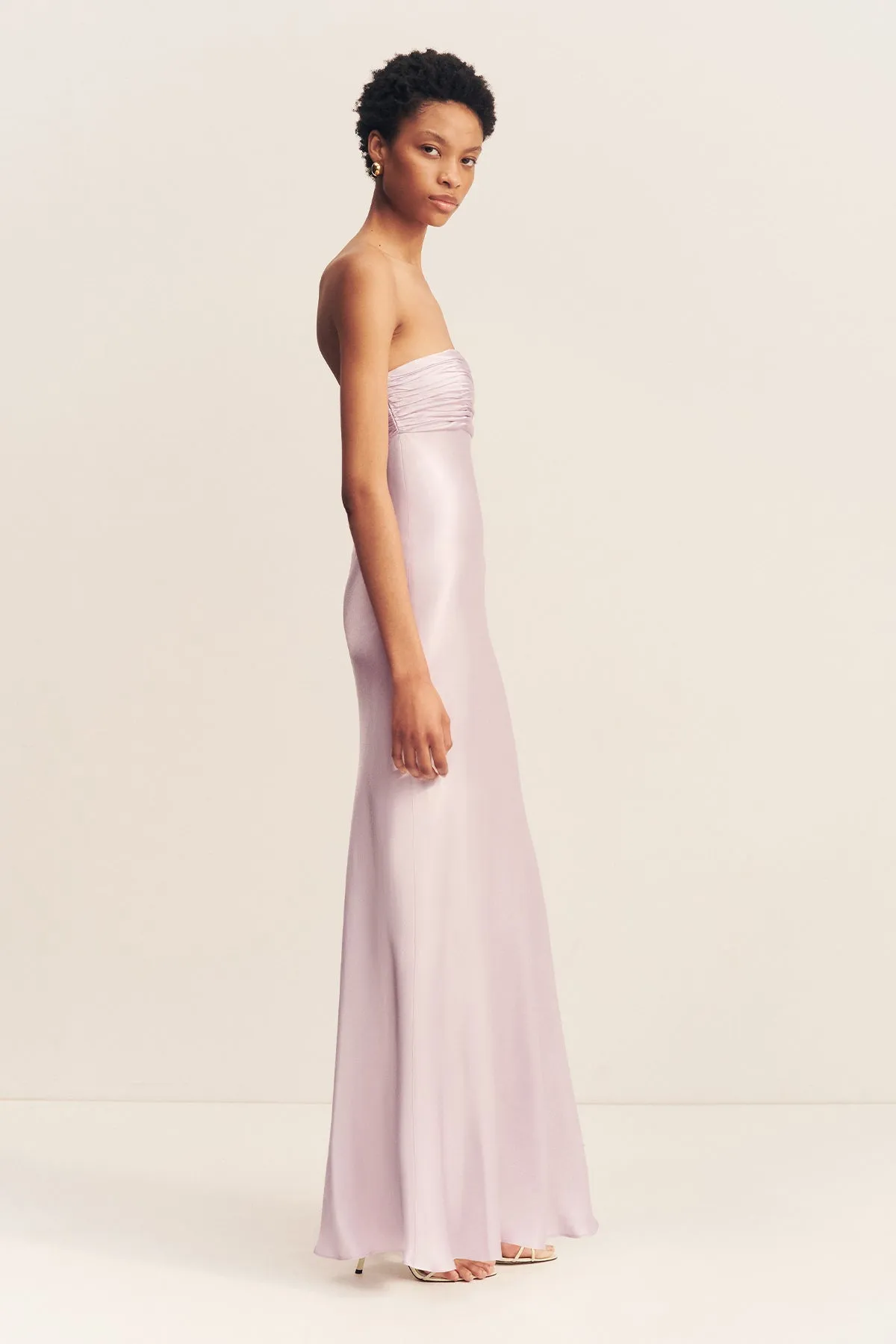 LA LUNE STRAPLESS RUCHED BODICE MAXI DRESS - LILAC