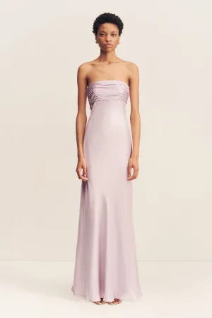 LA LUNE STRAPLESS RUCHED BODICE MAXI DRESS - LILAC