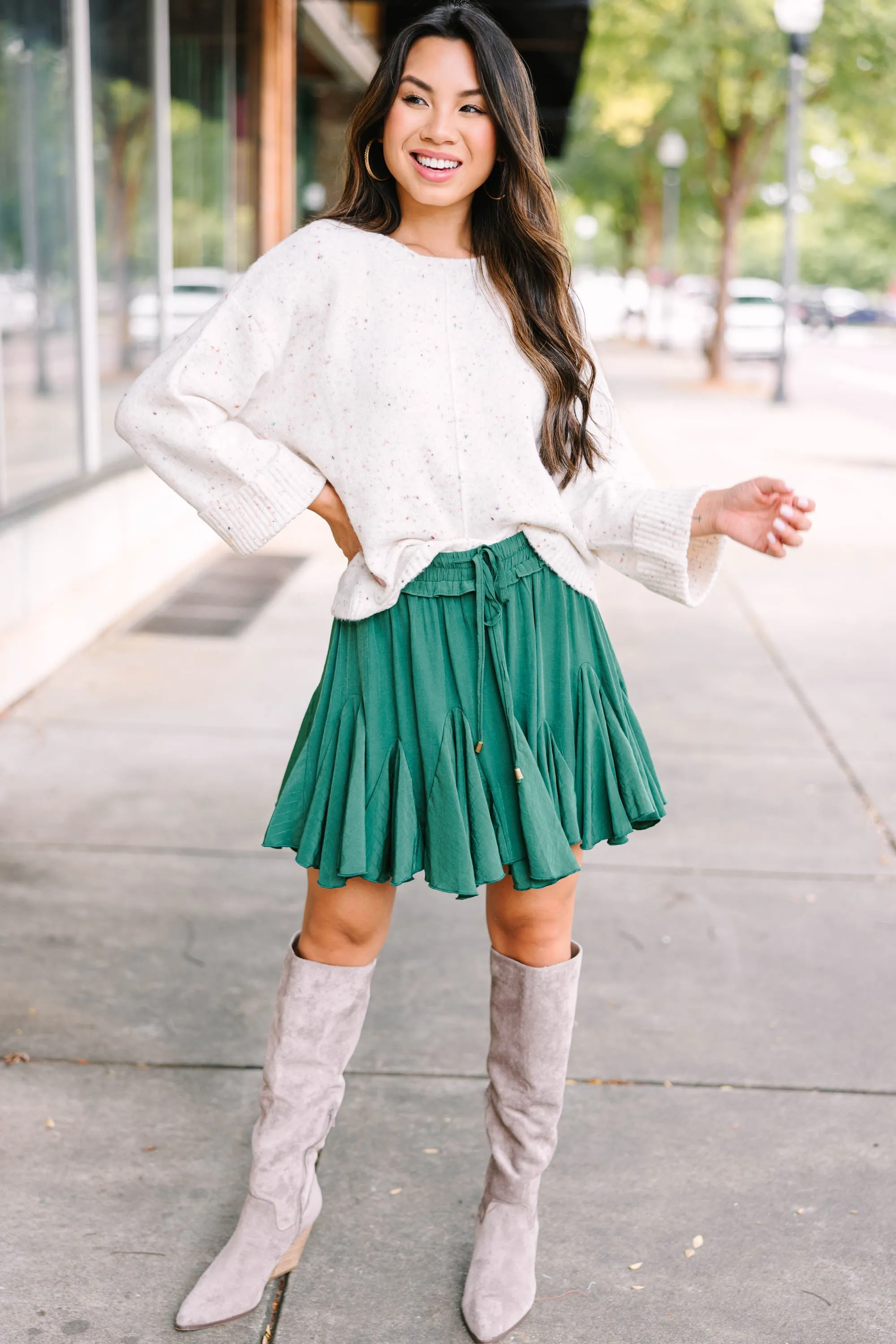 Look Your Way Hunter Green Ruffled Skort