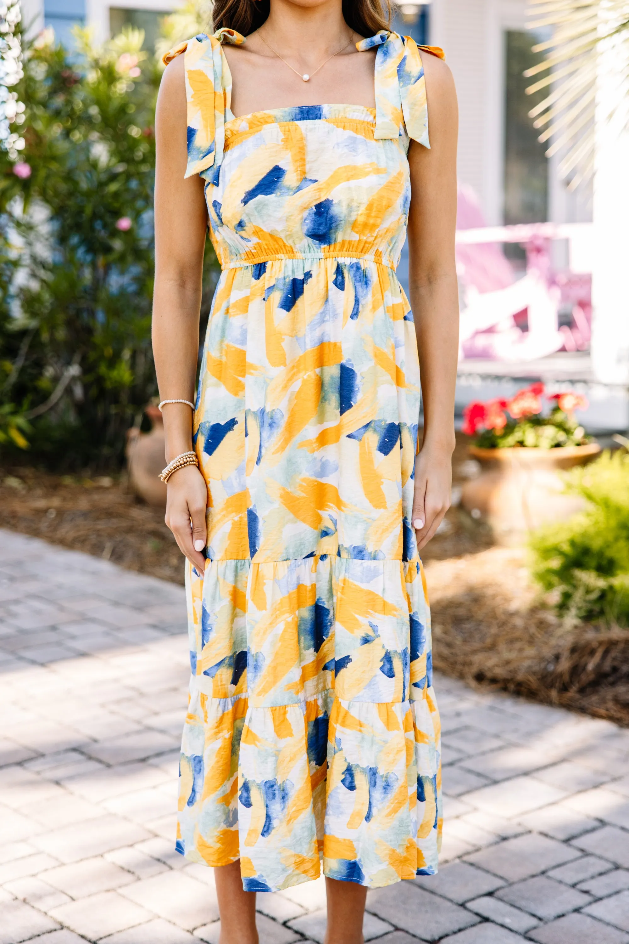 Looks Like Love Yellow Abstract Dress
