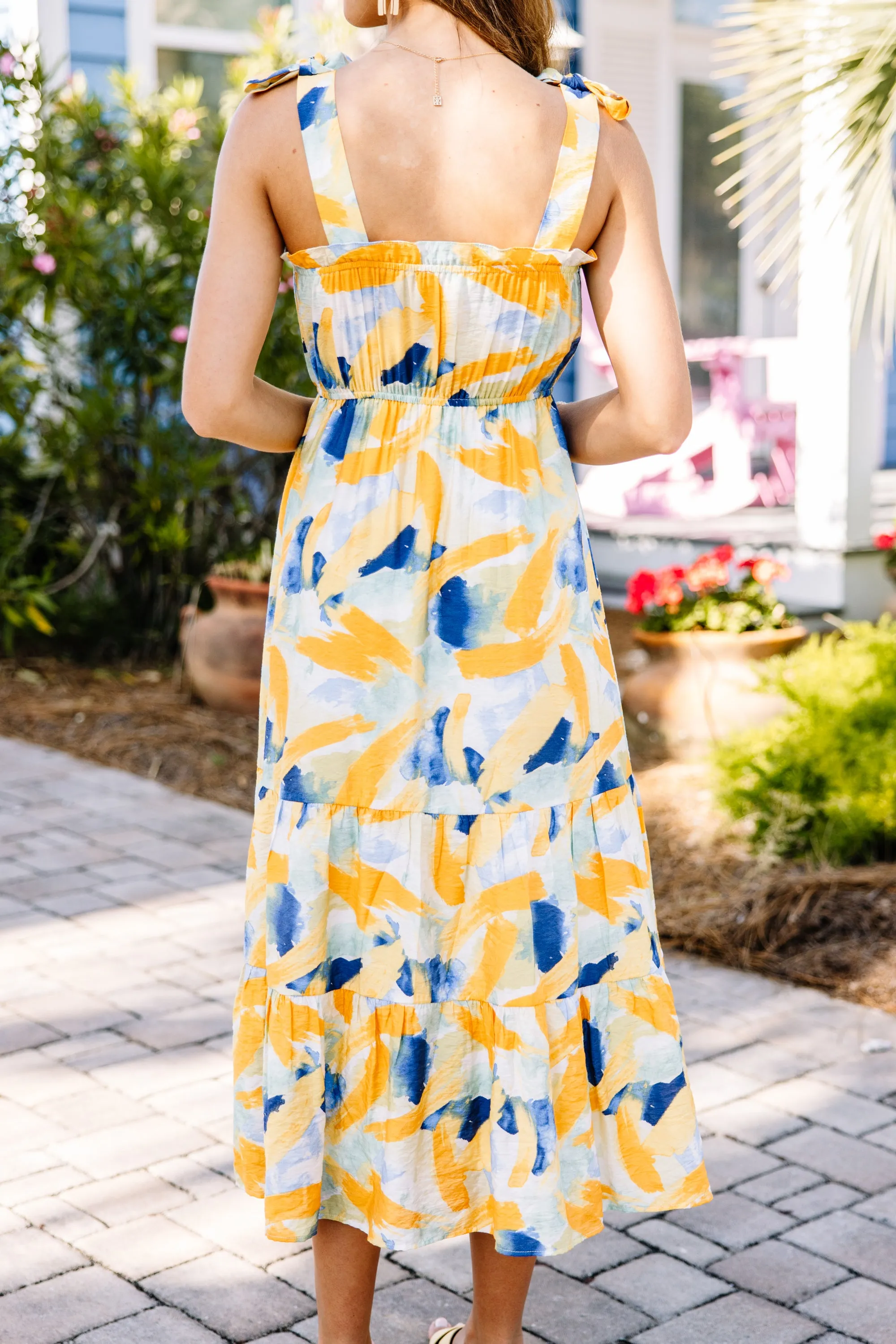 Looks Like Love Yellow Abstract Dress