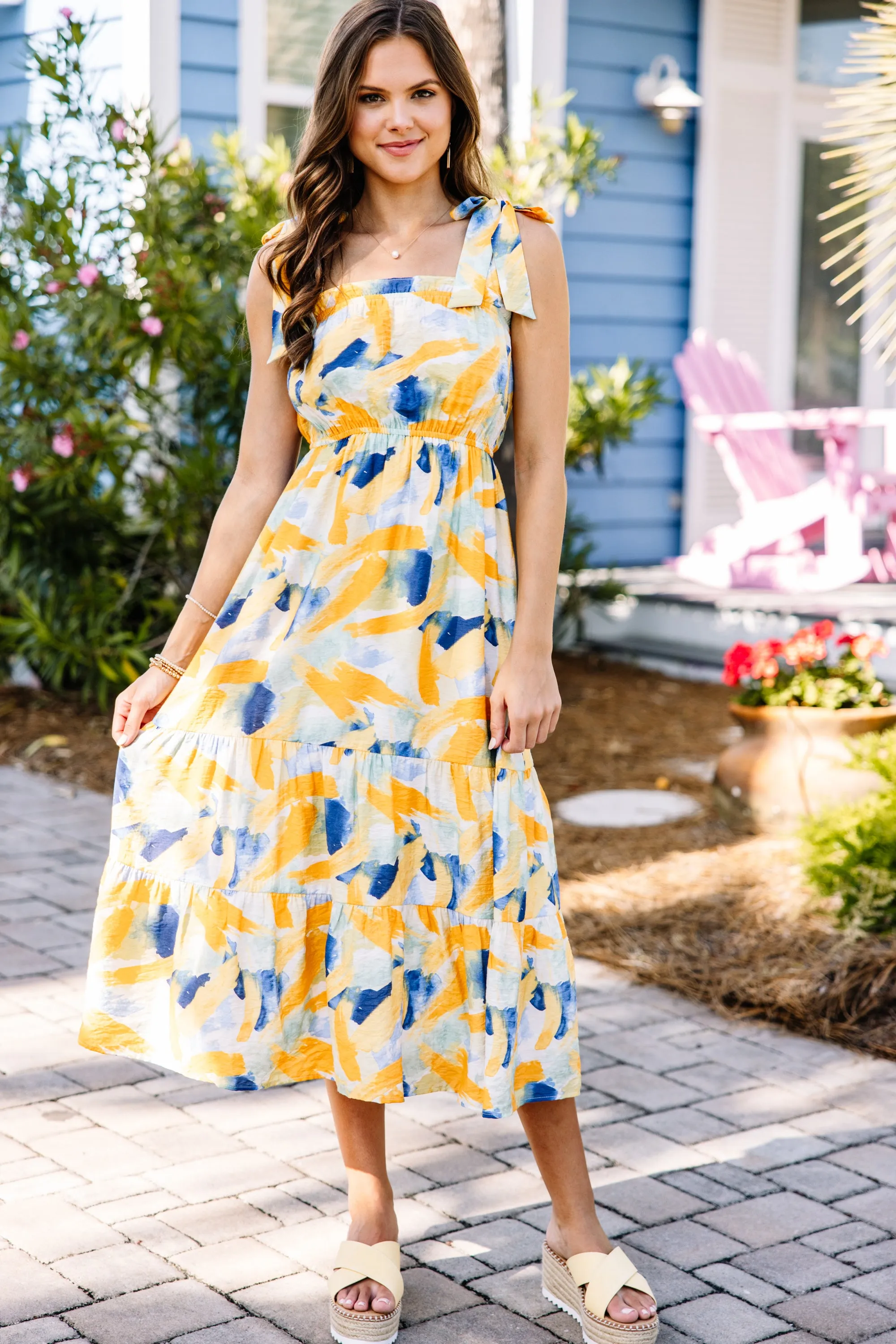 Looks Like Love Yellow Abstract Dress