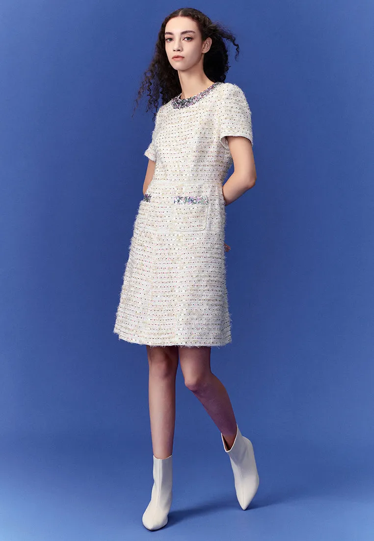 Luxurious Sequined Tweed Dress