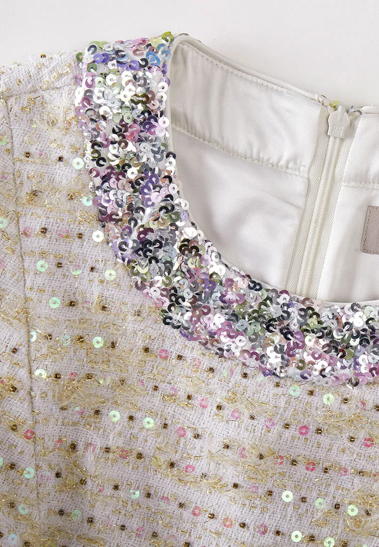 Luxurious Sequined Tweed Dress