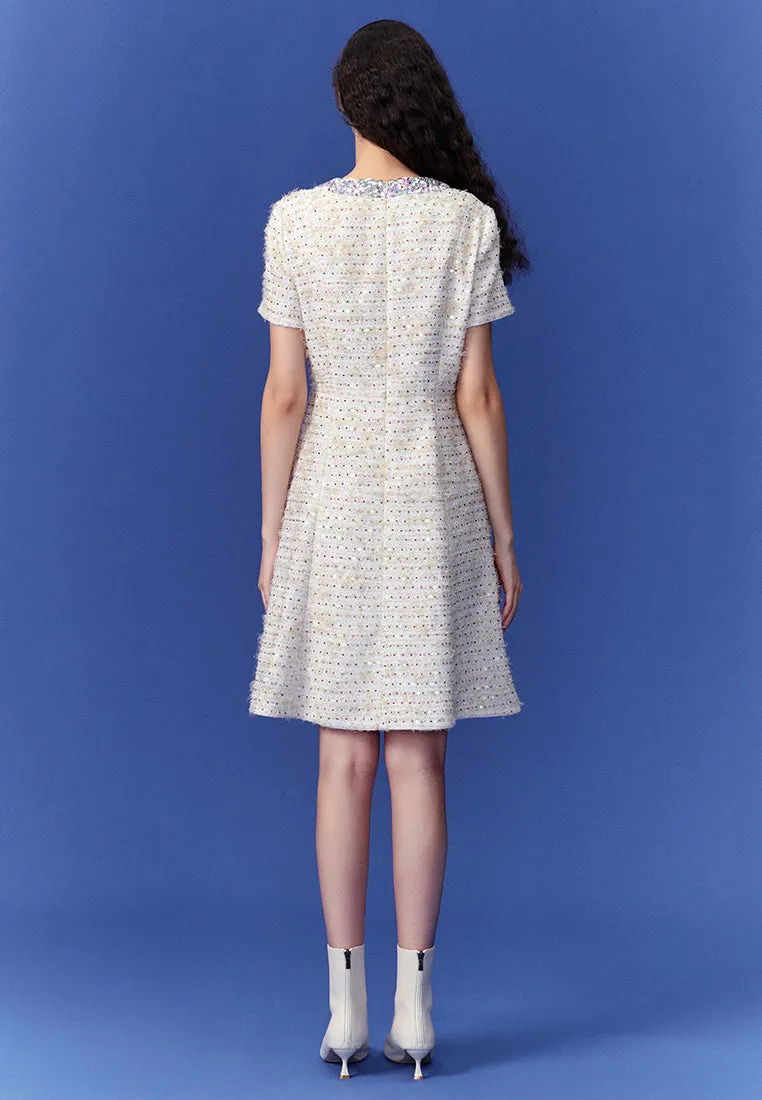 Luxurious Sequined Tweed Dress