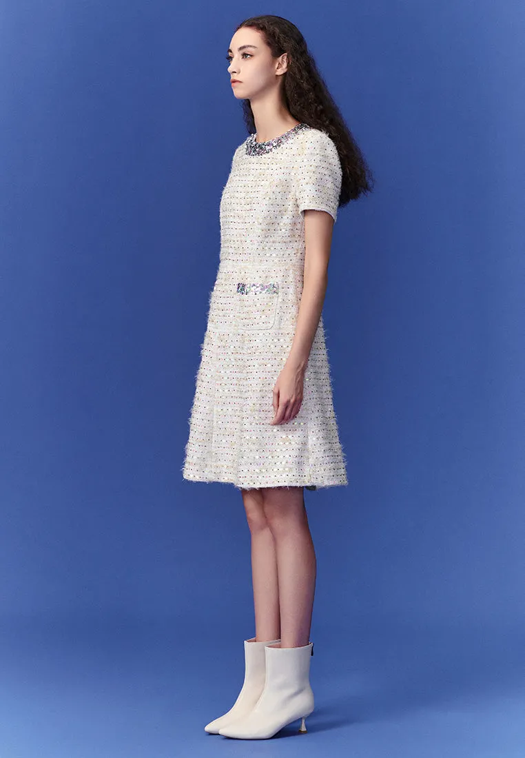 Luxurious Sequined Tweed Dress