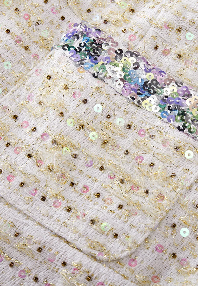 Luxurious Sequined Tweed Dress