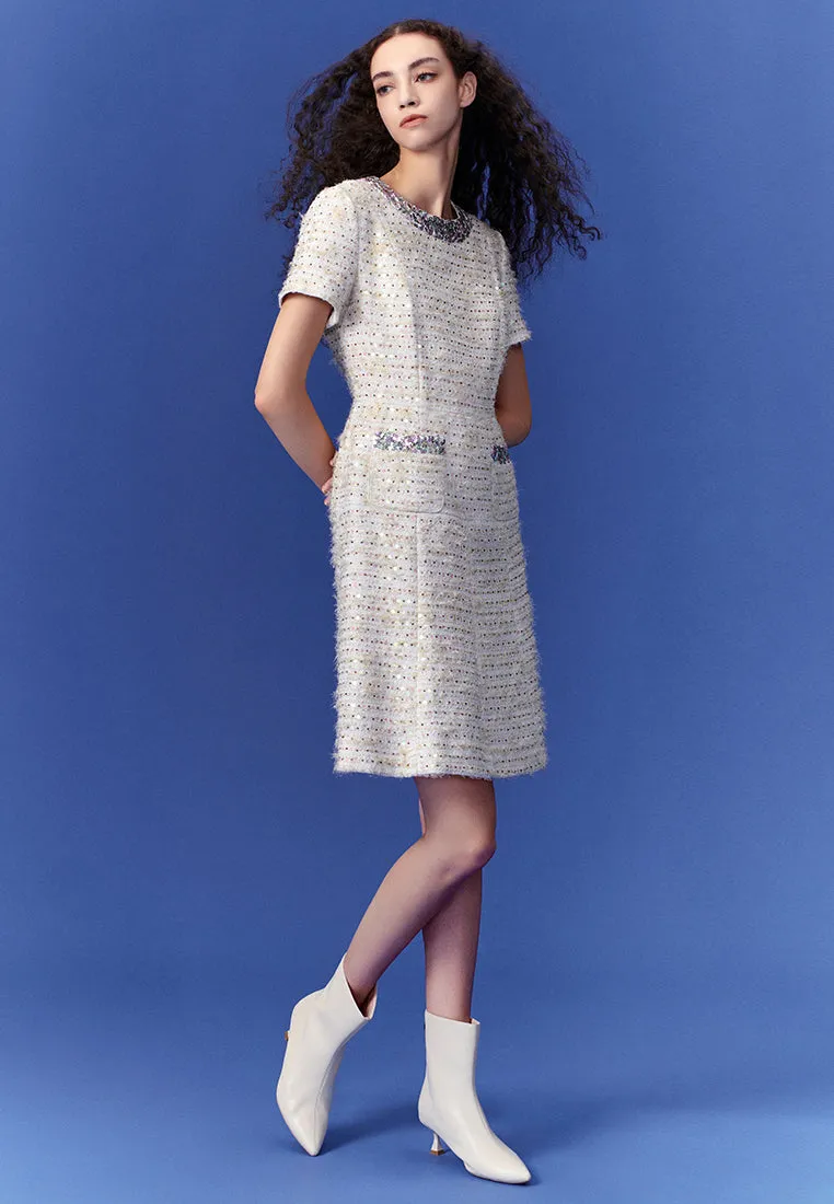Luxurious Sequined Tweed Dress
