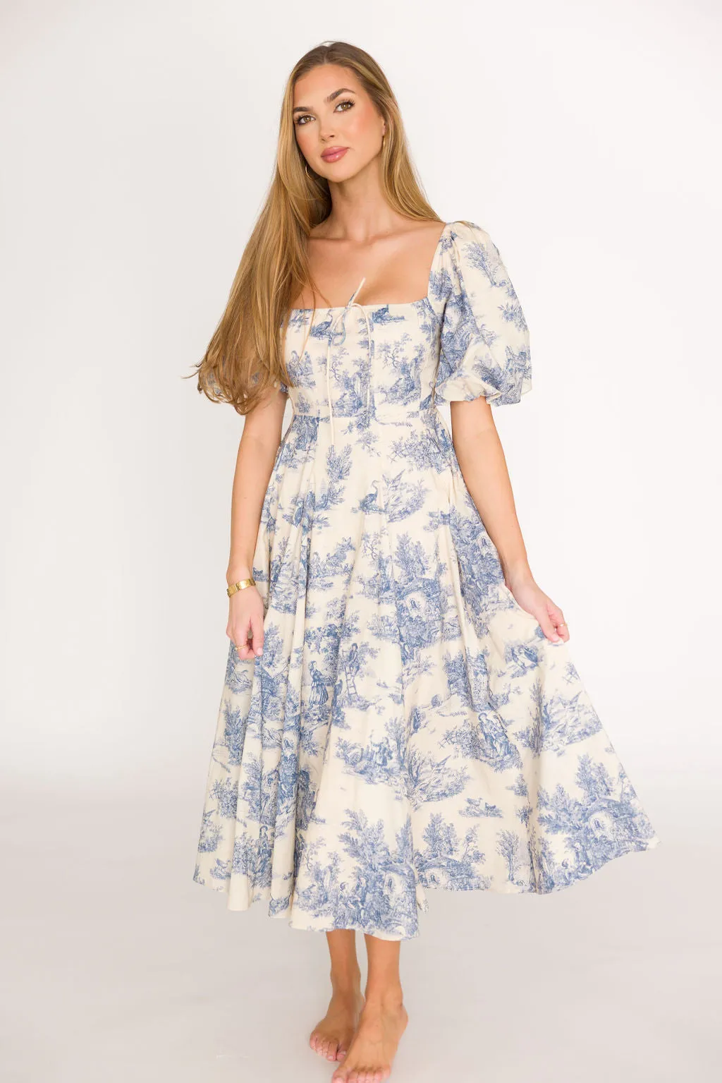 Mary Elizabeth Midi Dress in Blue