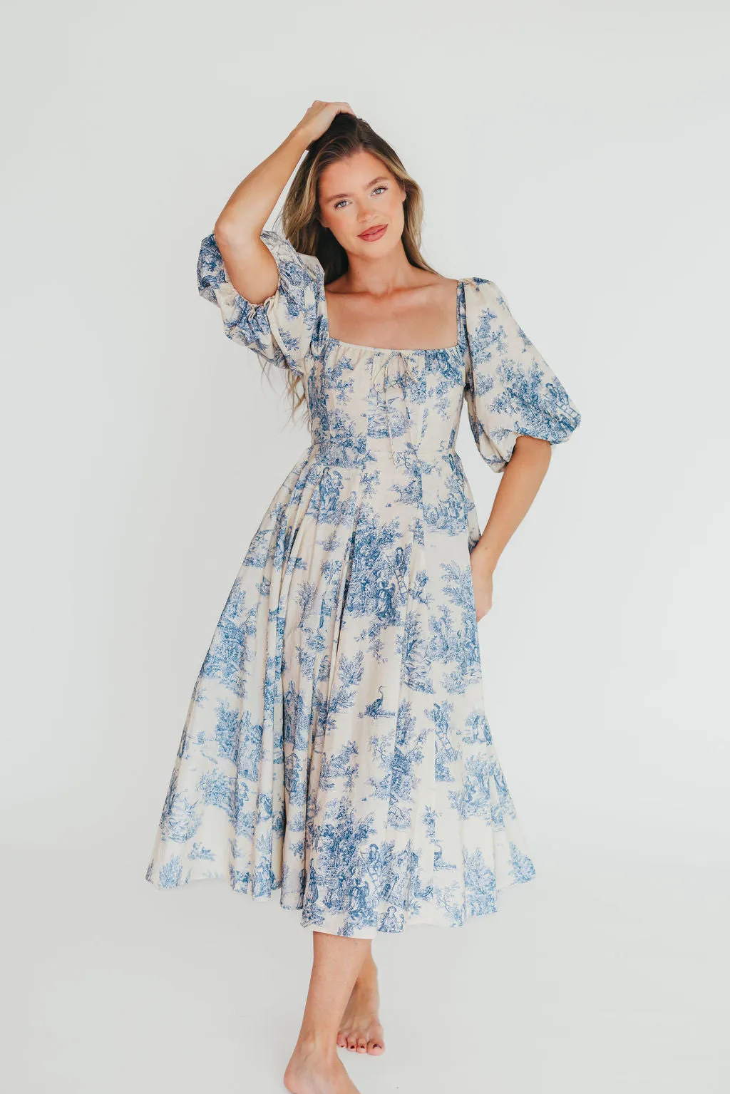 Mary Elizabeth Midi Dress in Blue
