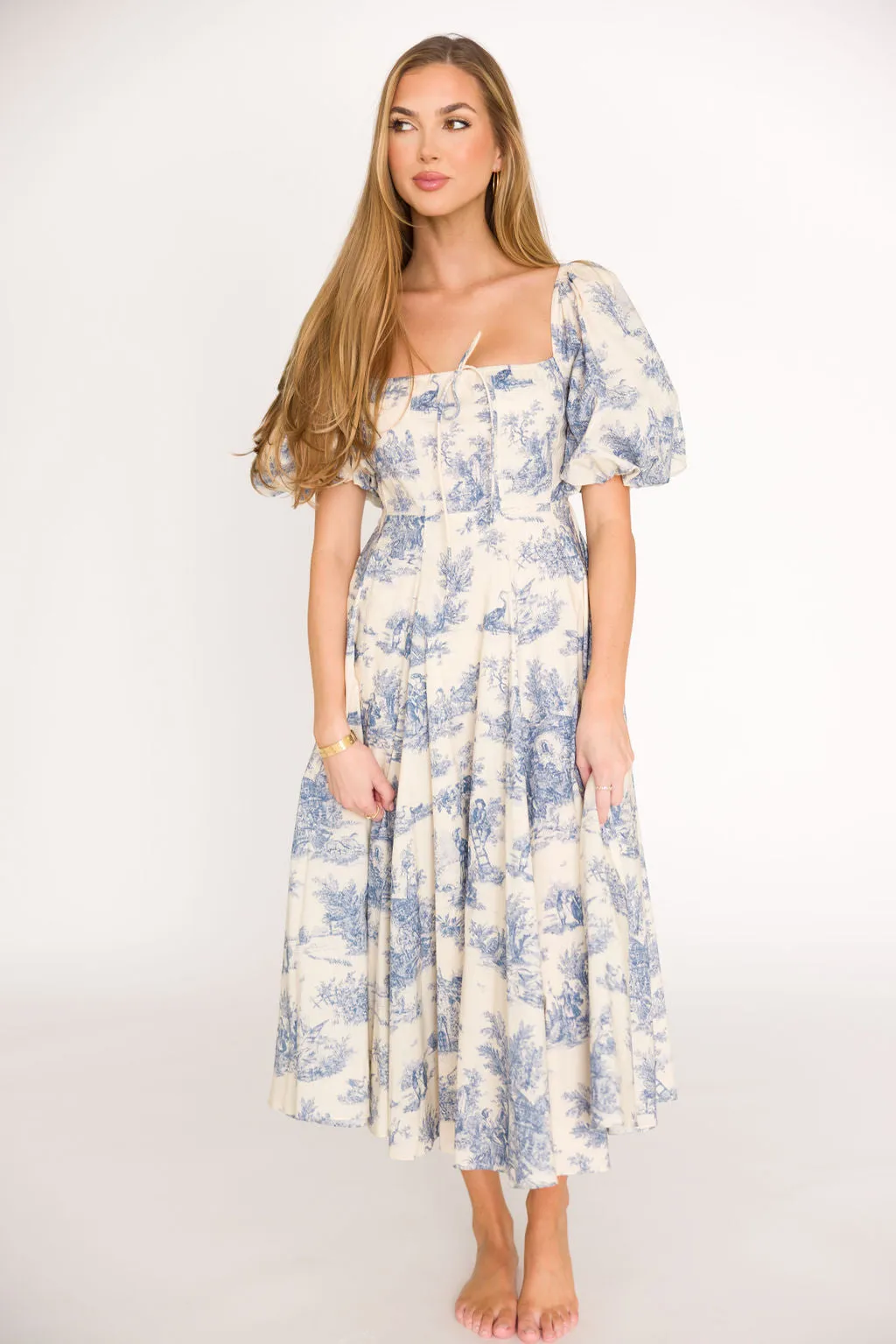 Mary Elizabeth Midi Dress in Blue