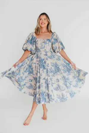 Mary Elizabeth Midi Dress in Blue