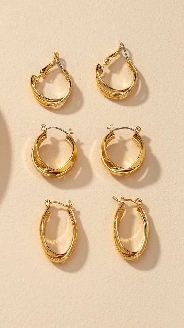 Maya Twist Earrings Set - Gold