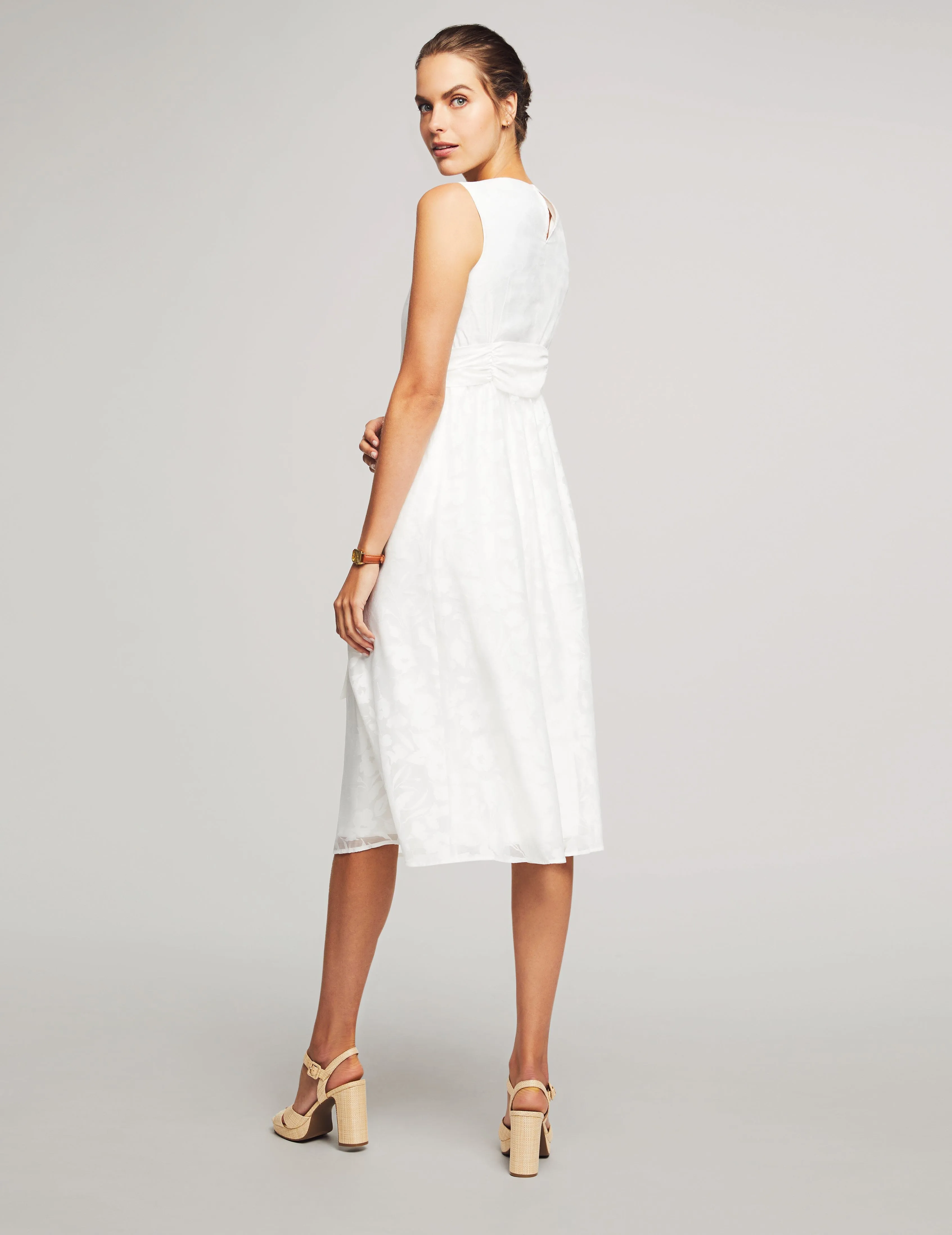 Midi Dress With Attached Sash- Sale
