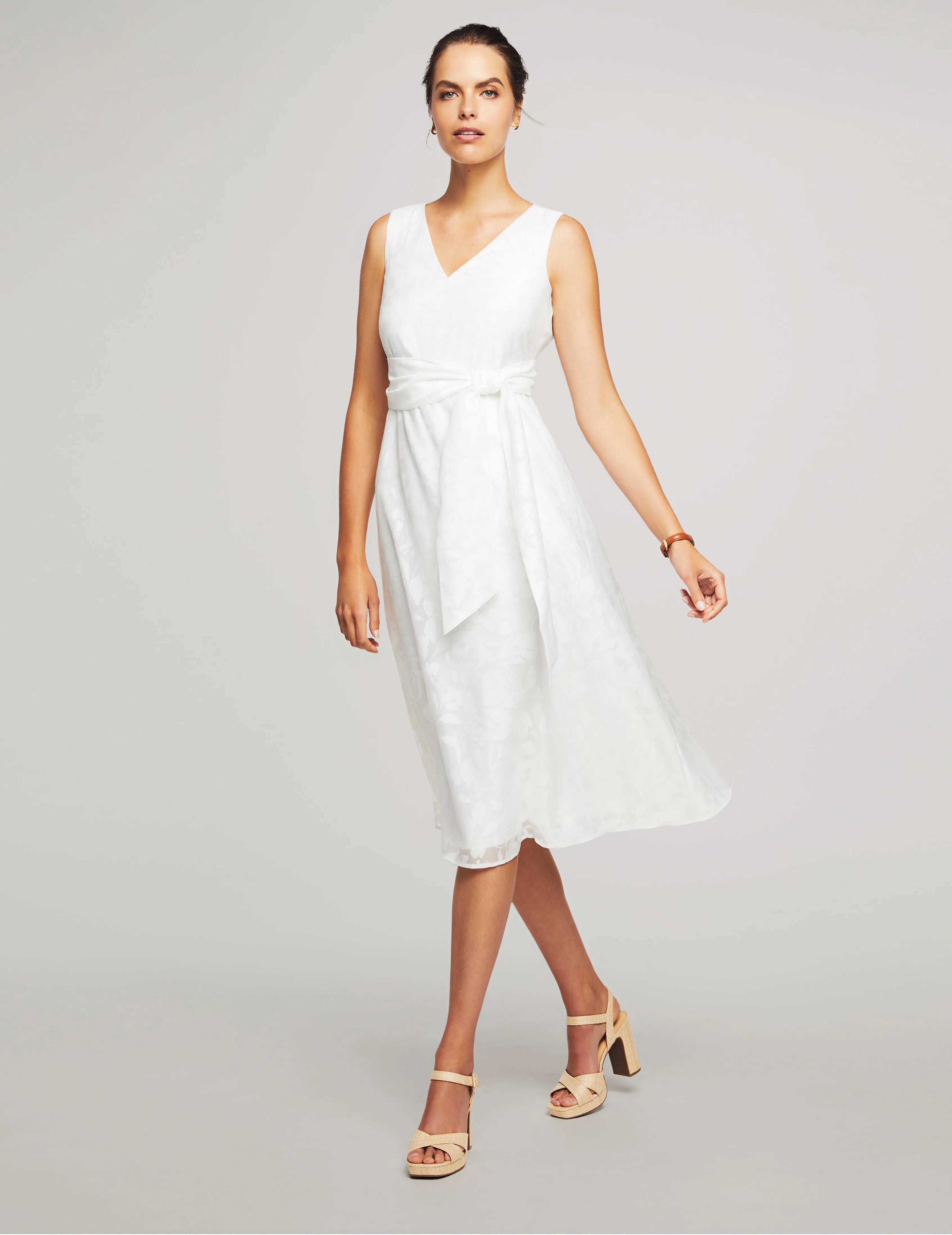 Midi Dress With Attached Sash- Sale