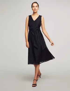 Midi Dress With Attached Sash- Sale